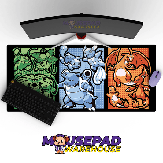 Bulbasaur Ivysaur Venusaur Squirtle Wartortle Blastoise Charmander Charmeleon Charizard Evolutions Group Pokemon Mousepad 4199 - Mousepad Warehouse