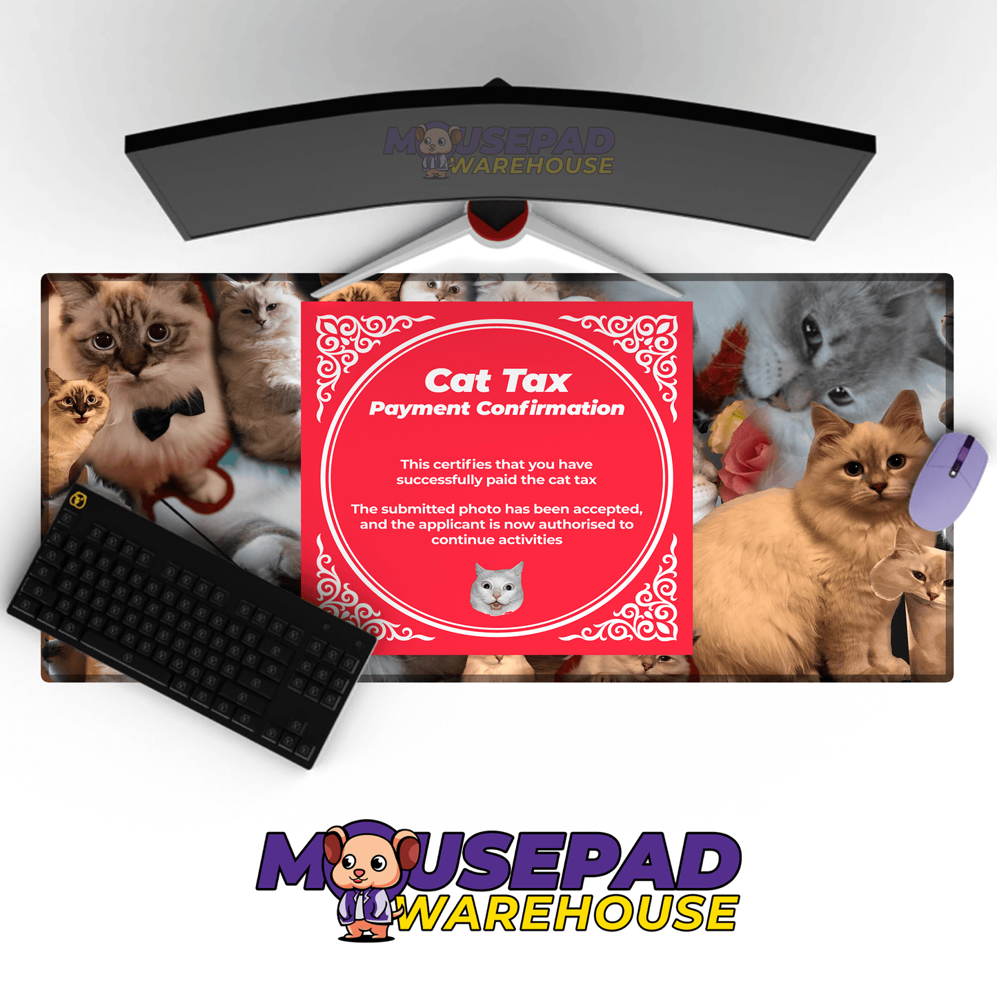 Cat Tax Certificate - Red Note App 小红书 Mousepad - Mousepad Warehouse