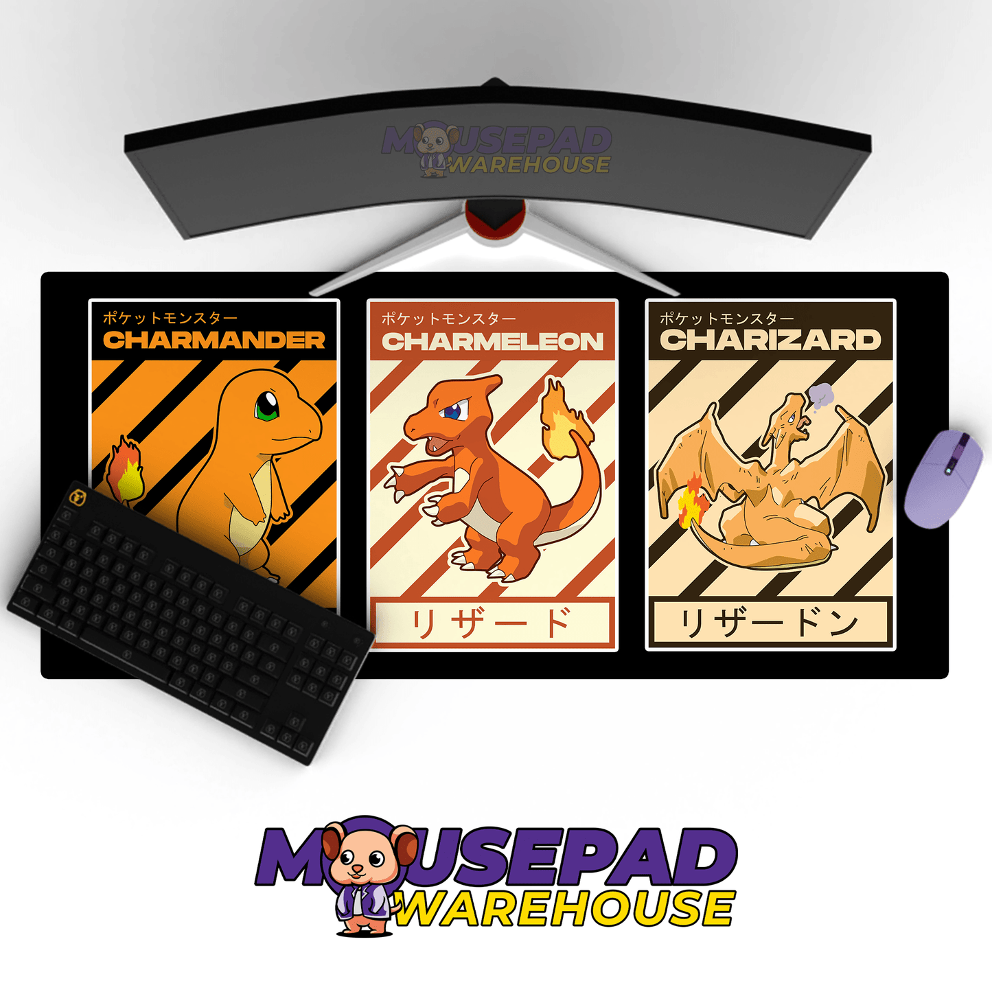 Charmander Charmeleon Charizard Evolution Pokemon Mousepad 4200 - Mousepad Warehouse