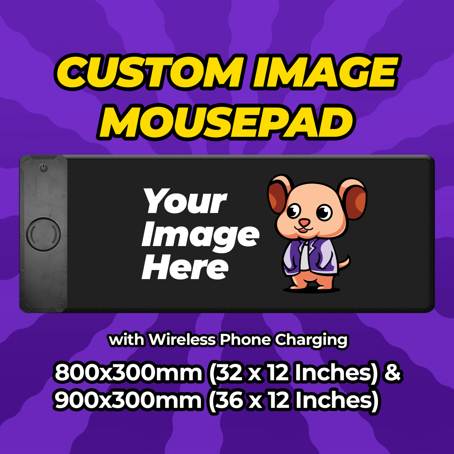 Custom Wireless Phone Charging Mousepad 900x300mm (36 x 12 Inches) - Mousepad Warehouse