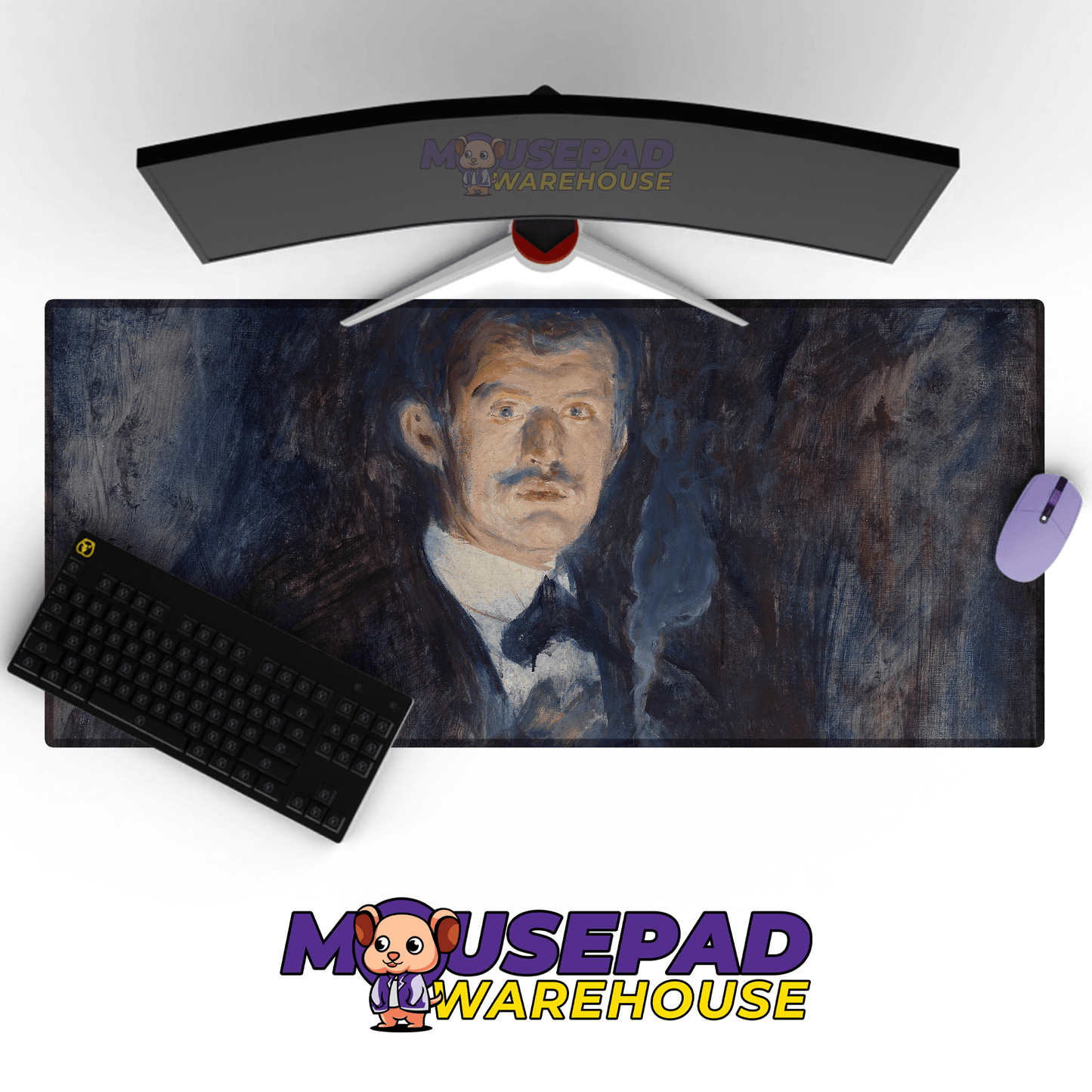 Edvard Munch - Self - Portrait with a Burning Cigarette Painting Mousepad - Mousepad Warehouse
