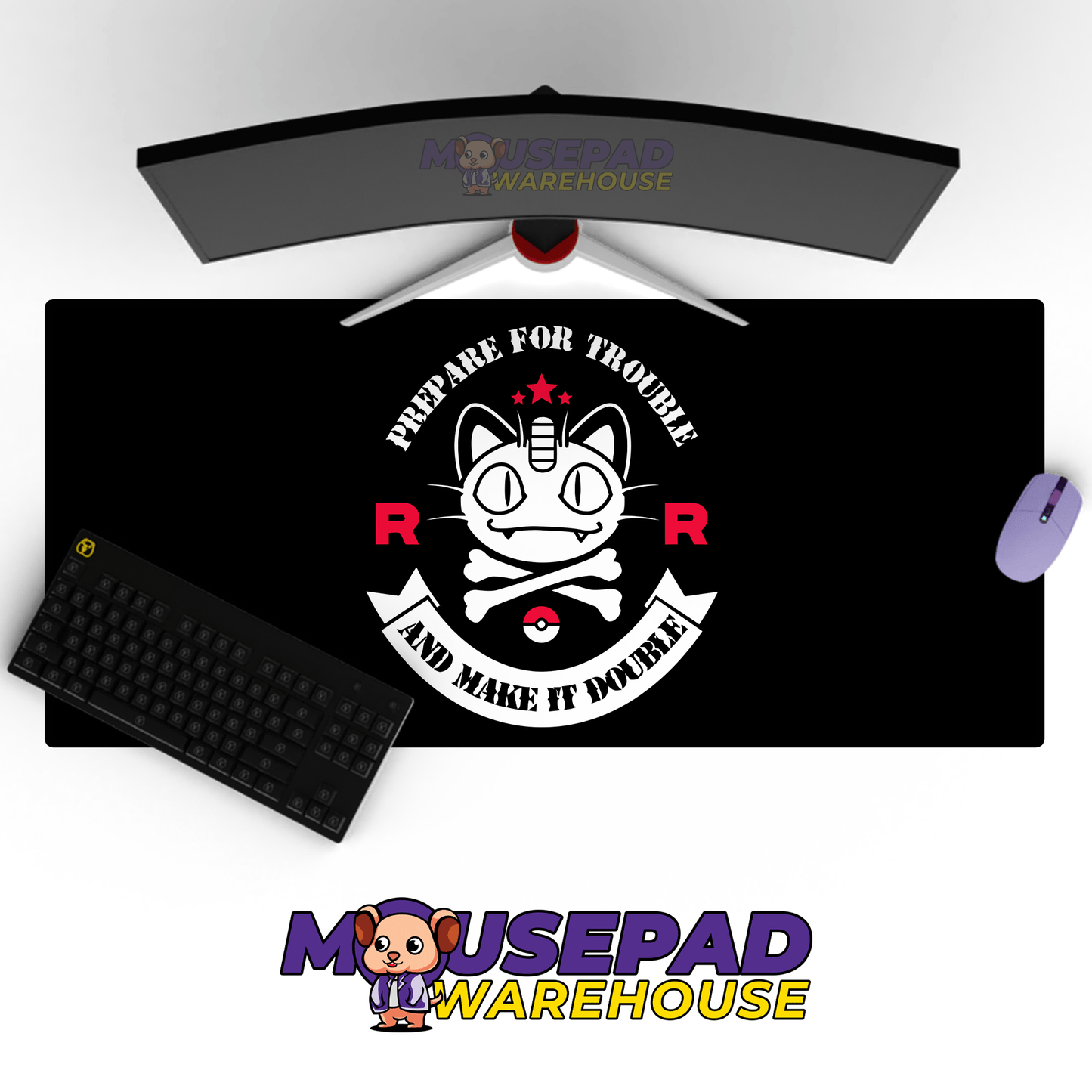 Meowth Team Rocket Pokemon Mousepad 420P54 - Mousepad Warehouse