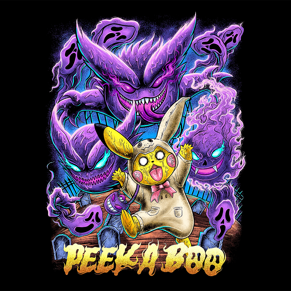 Peekaboo Halloween Pikachu Gastly Haunter Gengar Pokemon Mousepad 420P58 - Mousepad Warehouse