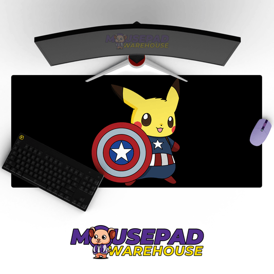 Pikachu Captain America Pokemon Mousepad 420P33 - Mousepad Warehouse