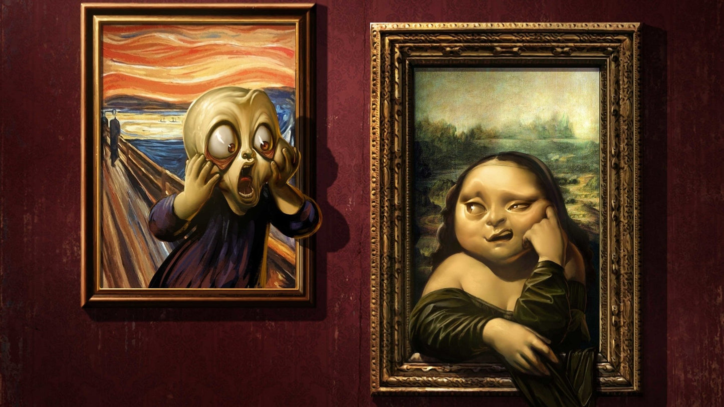 Whimsical Da Vinci & Munch Mashup Art Mousepad - Mousepad Warehouse