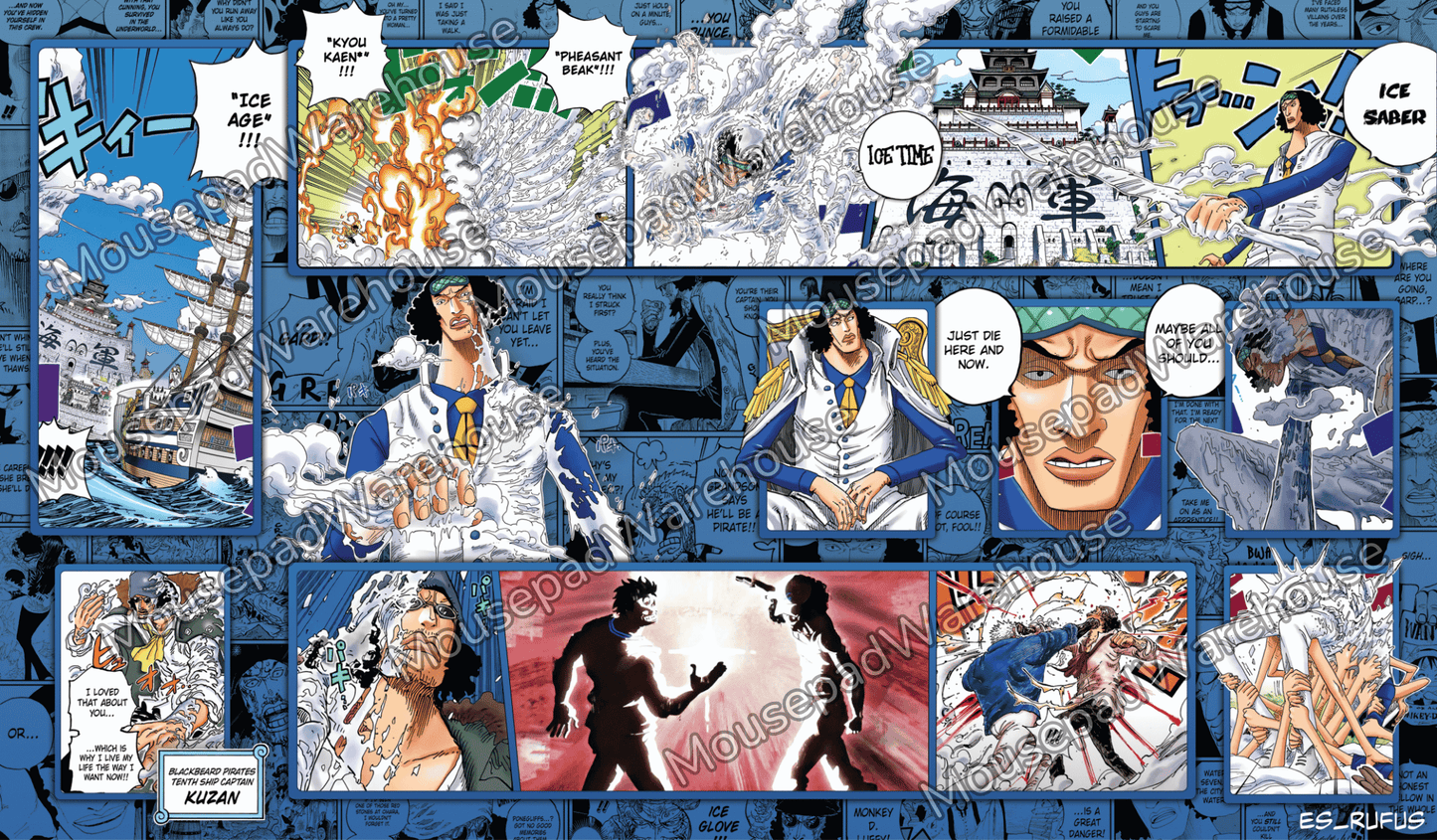 Comic strip with various panels featuring characters and action scenes.