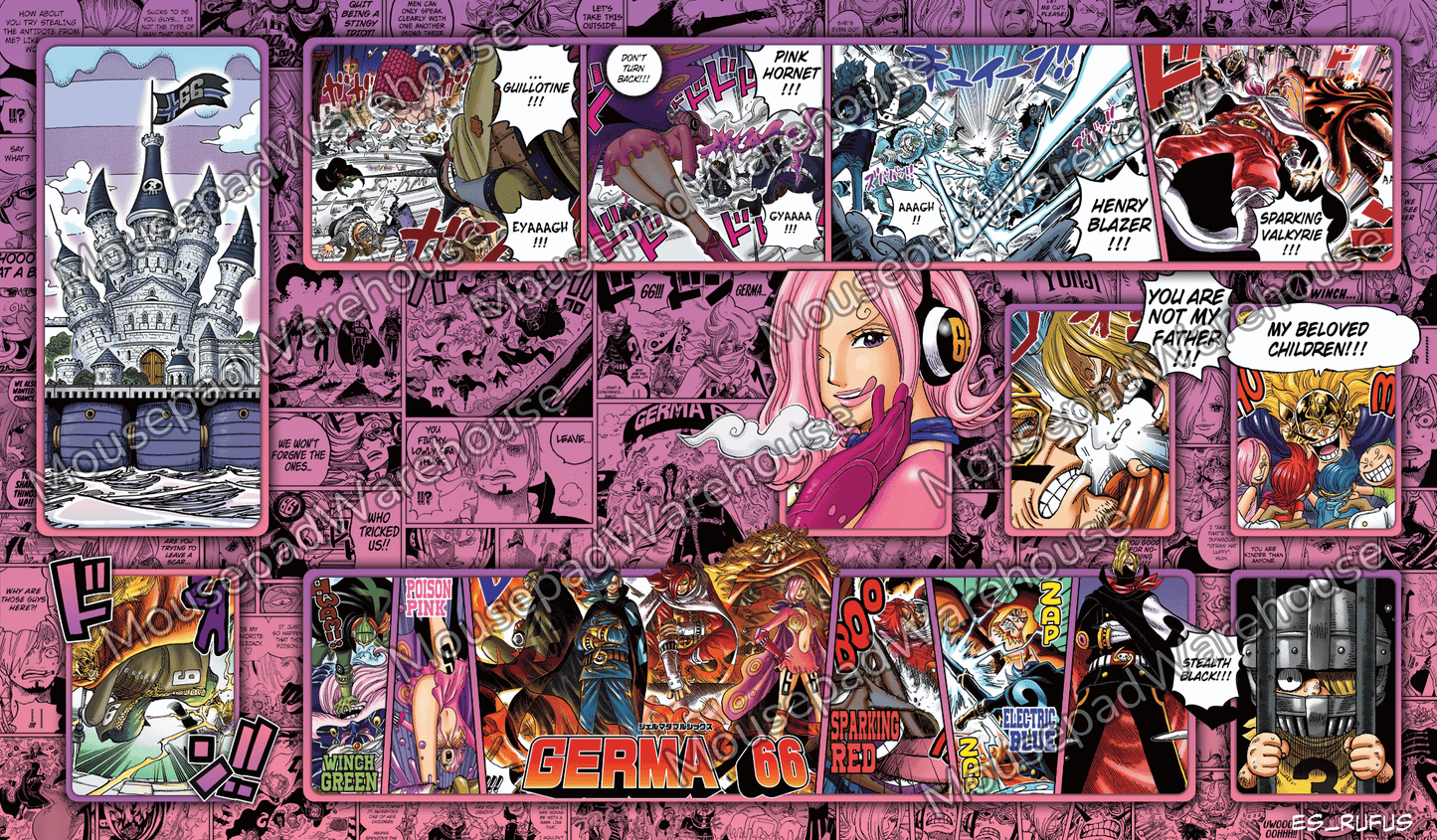 Collage of animated characters and scenes with a pink background