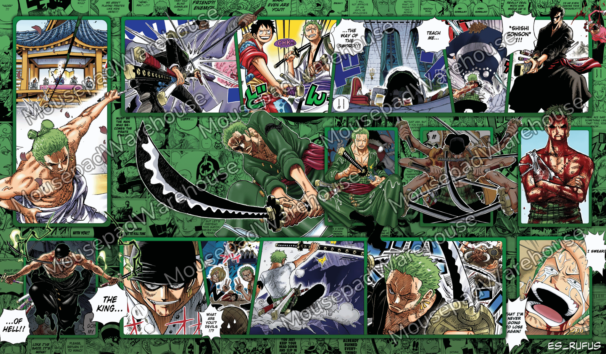 Collage of animated characters with a green theme