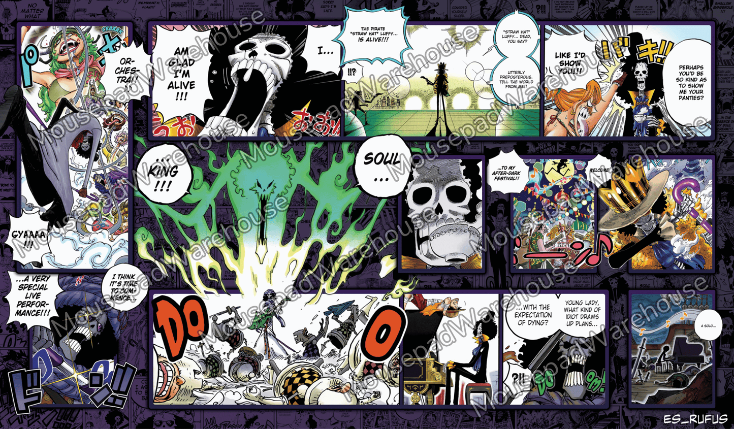 Collage of various comic book panels with characters and text bubbles on a dark background.