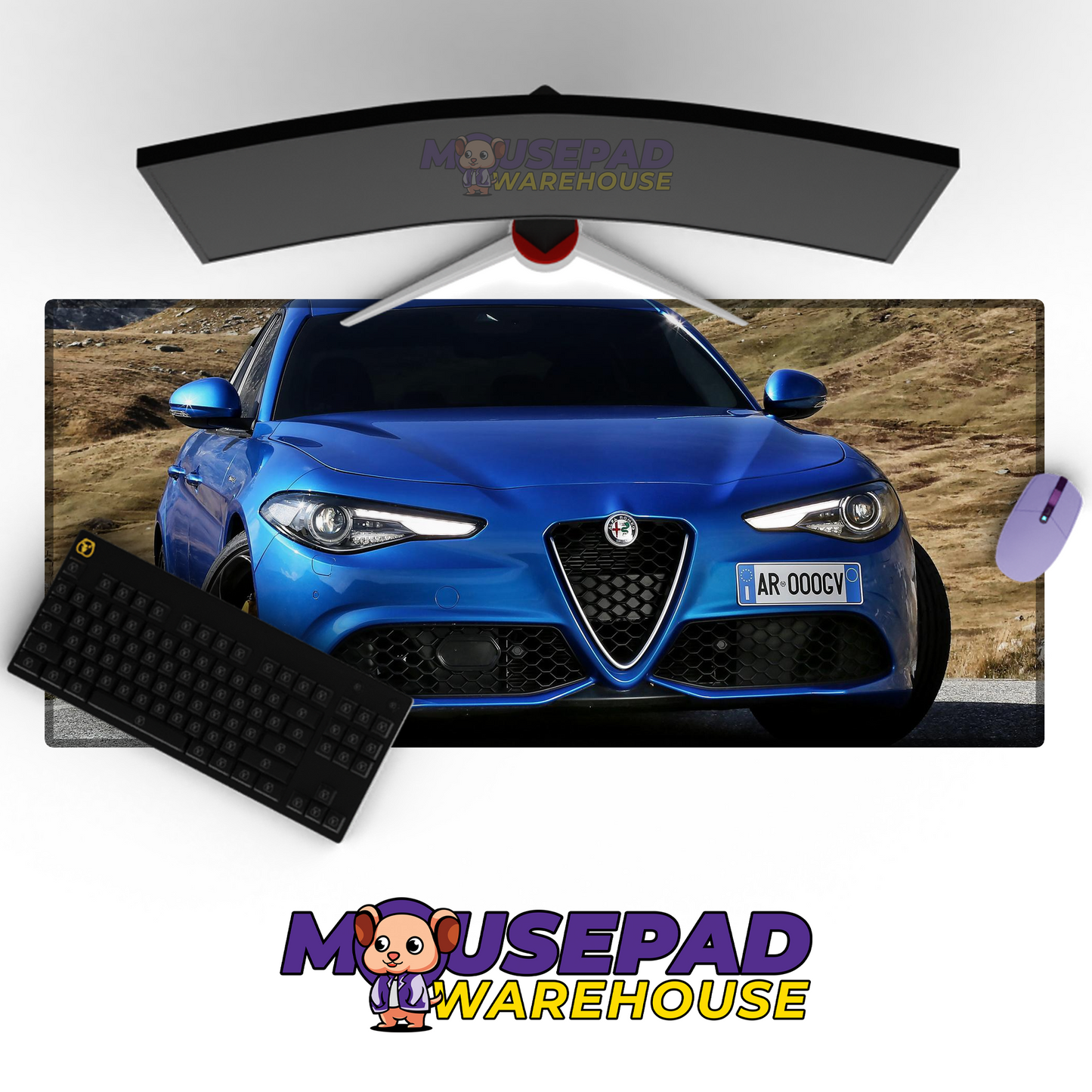 Alfa Romeo Giulia Quadrifoglio V10 Mousepad Mockup