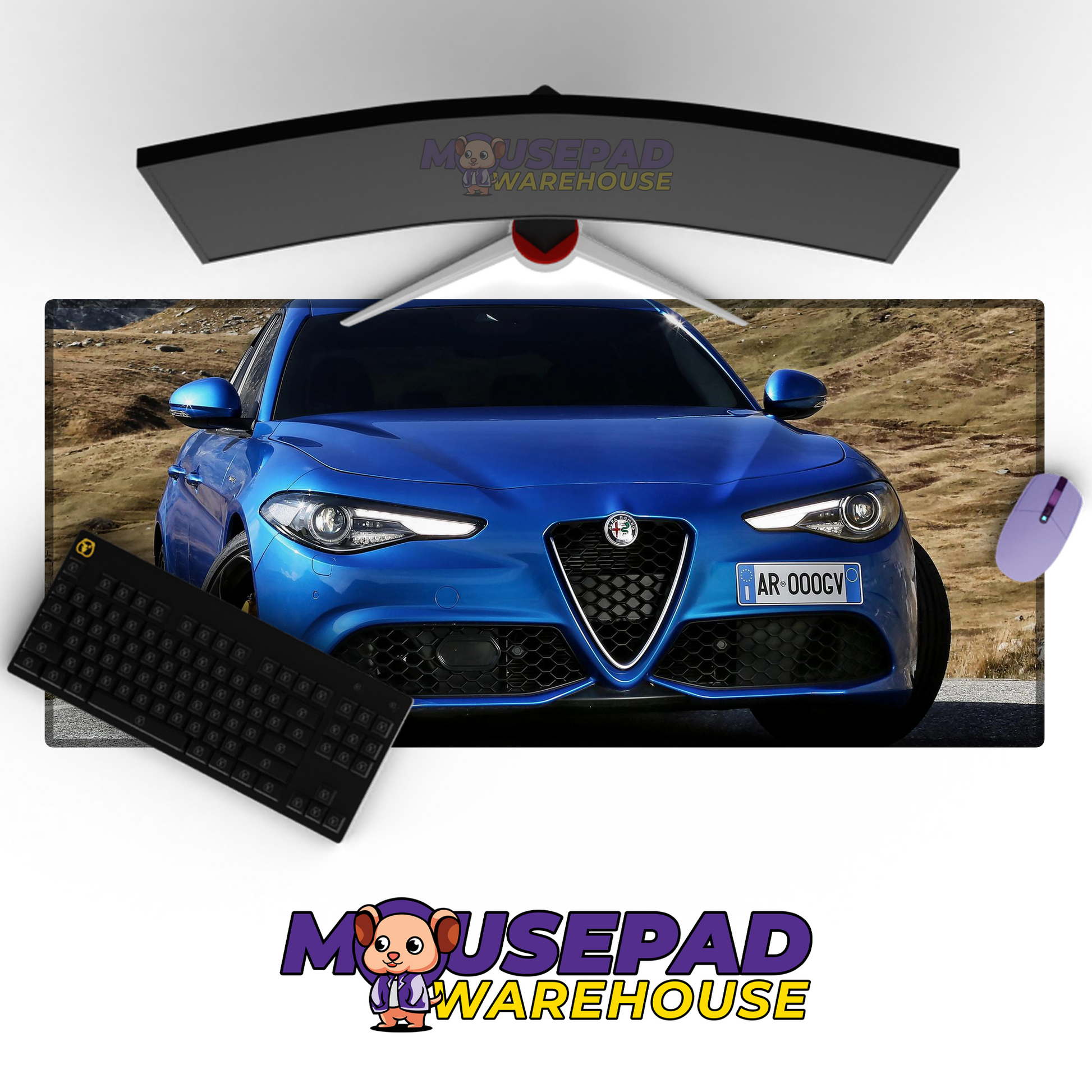 Alfa Romeo Giulia Quadrifoglio V10 Mousepad Mockup