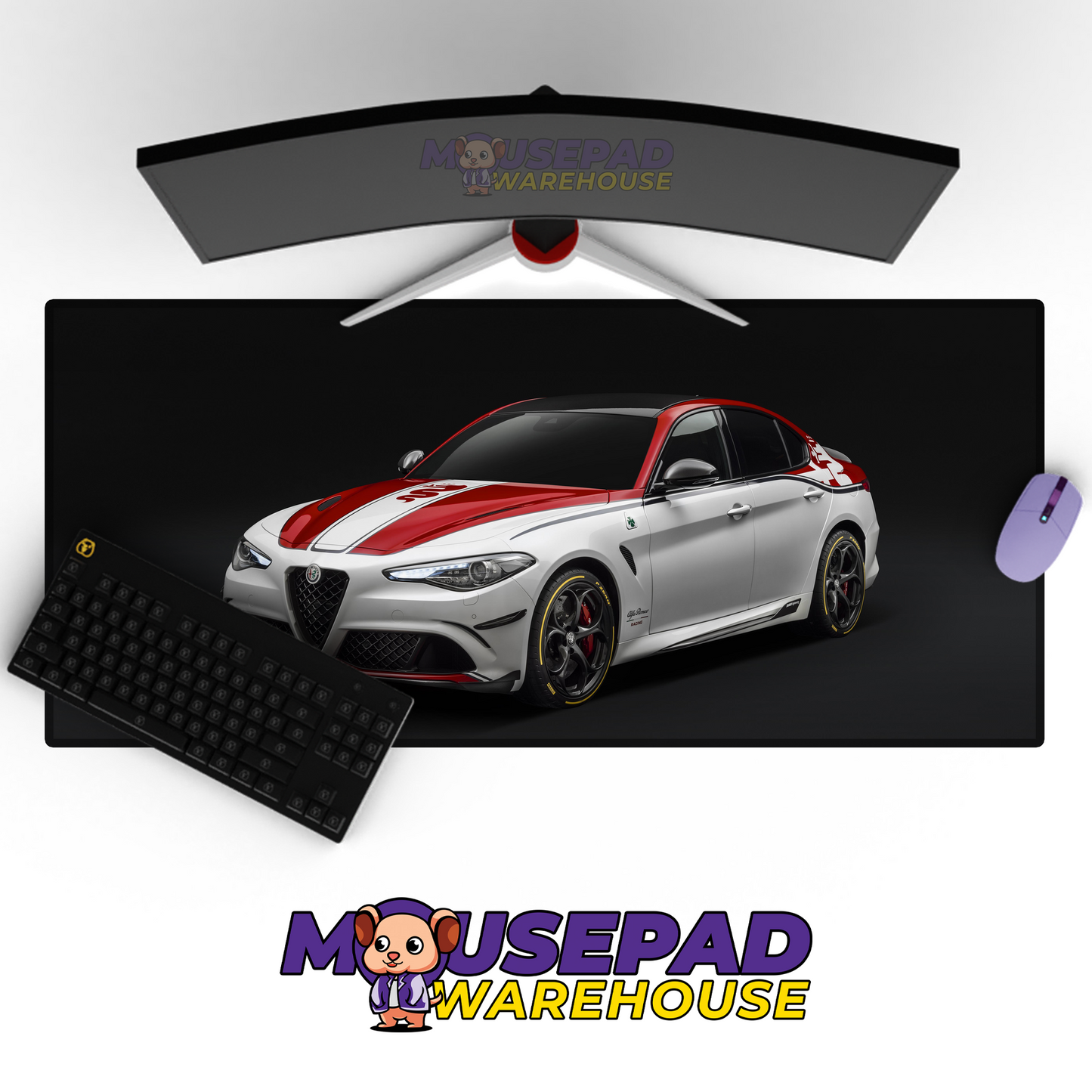 Alfa Romeo Giulia Quadrifoglio V11 Mousepad Mockup