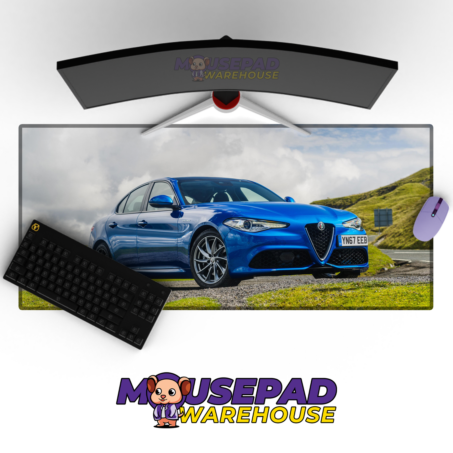 Alfa Romeo Giulia Quadrifoglio V12 Mousepad Mockup