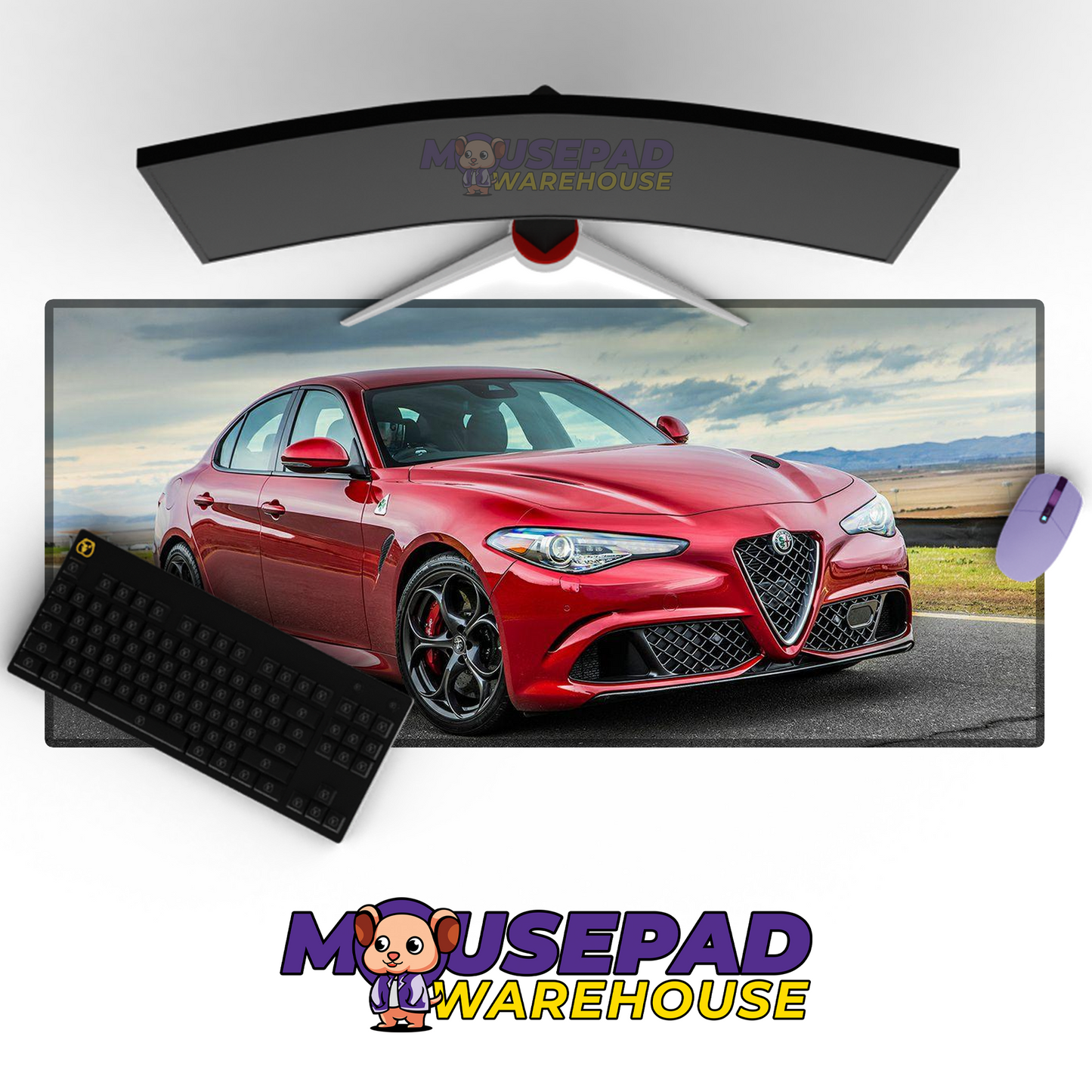 Alfa Romeo Giulia Quadrifoglio V14 Mousepad Mockup