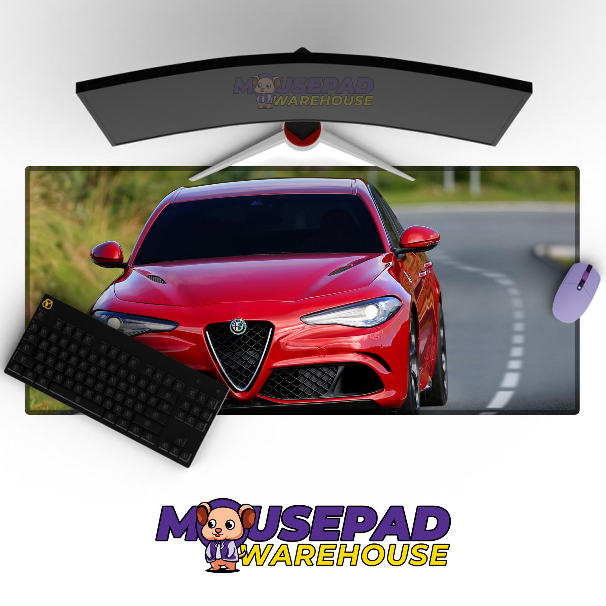 Alfa Romeo Giulia Quadrifoglio V24 Mousepad Mockup