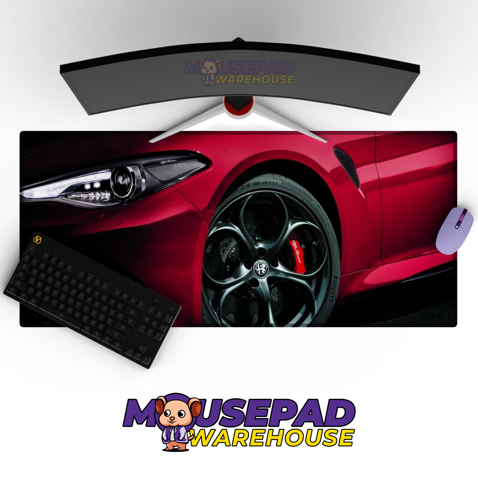 Alfa Romeo Giulia Quadrifoglio V8 Mousepad Mockup
