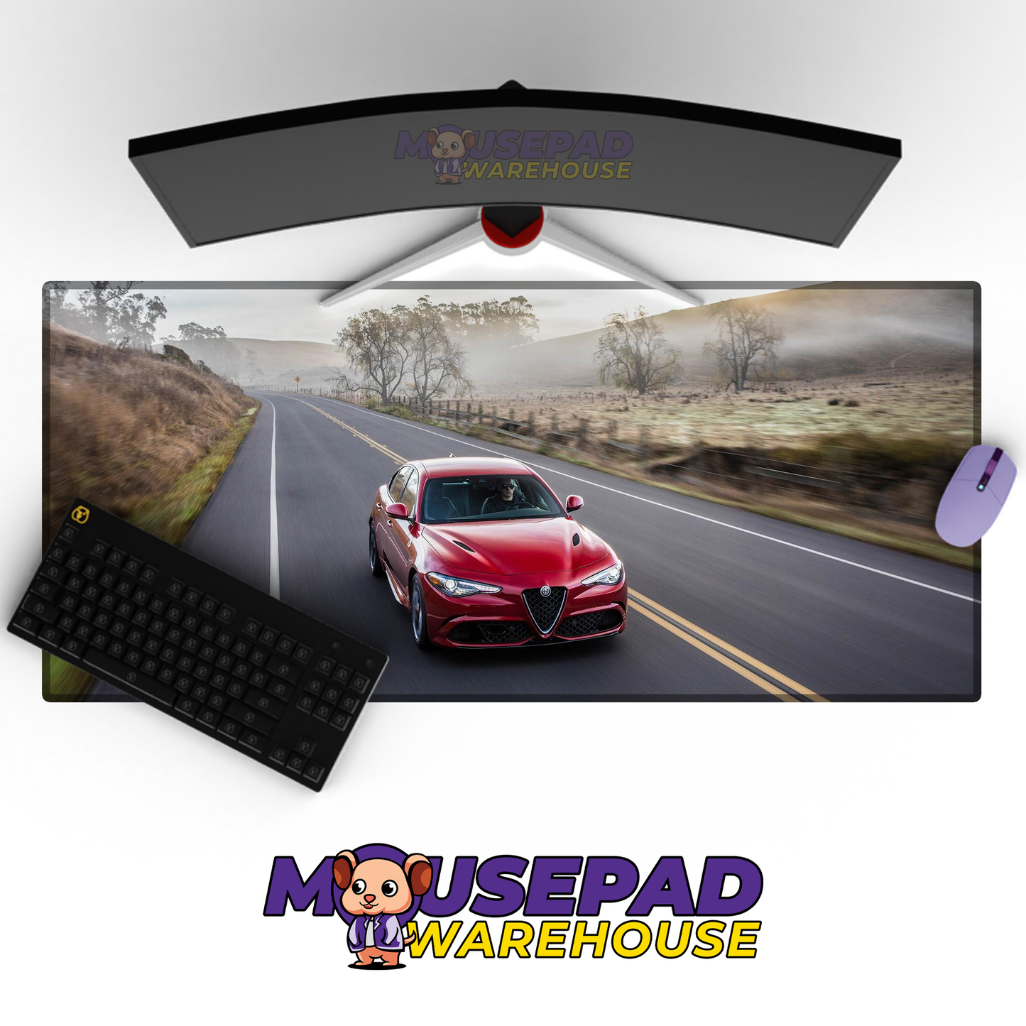 Alfa Romeo Giulia Quadrifoglio V9 Mousepad Mockup