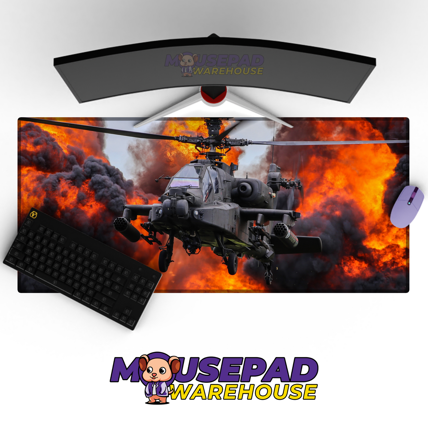 Apache Helicopter V2 Mousepad Deskmat Mockup
