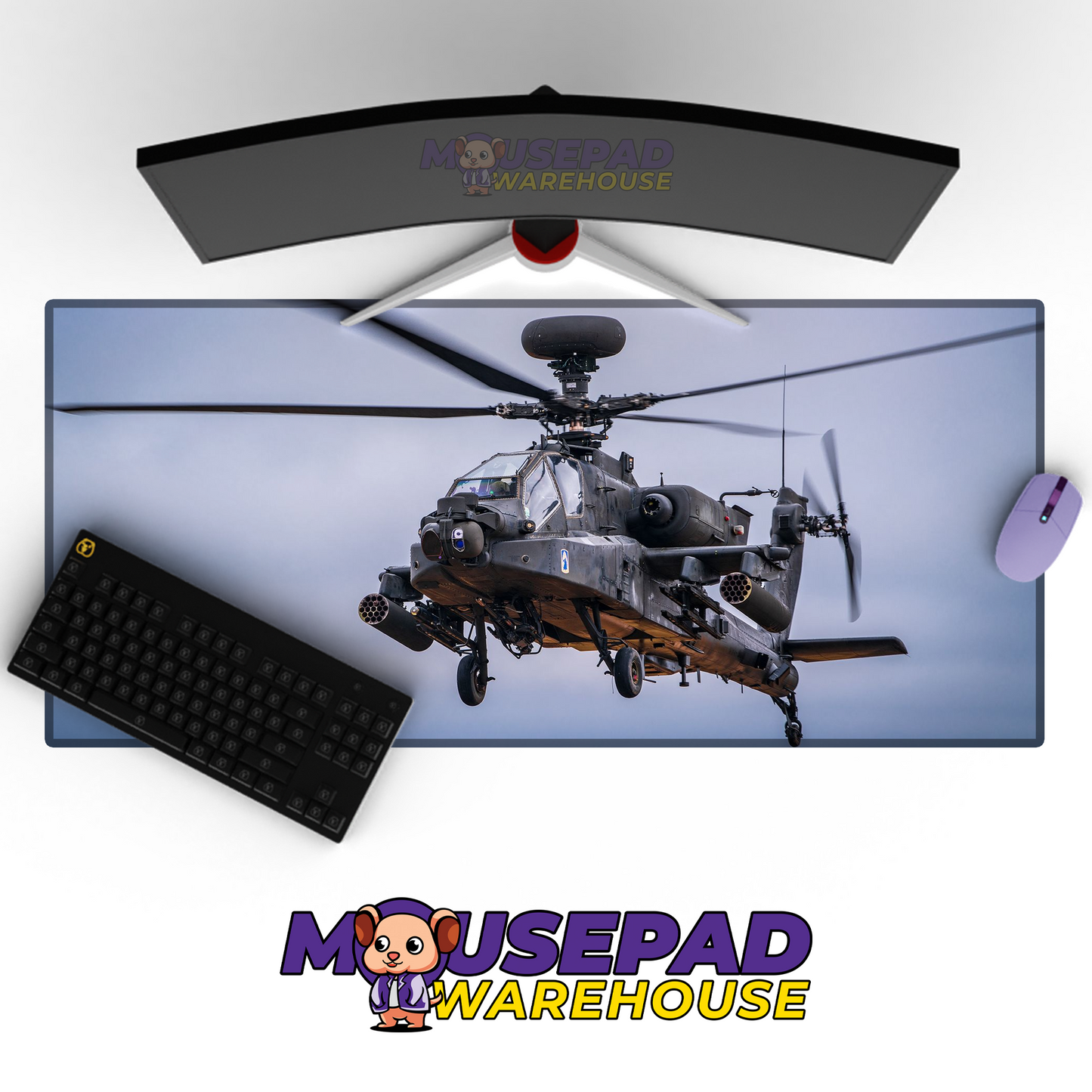 Apache Helicopter V3 Mousepad Deskmat Mockup