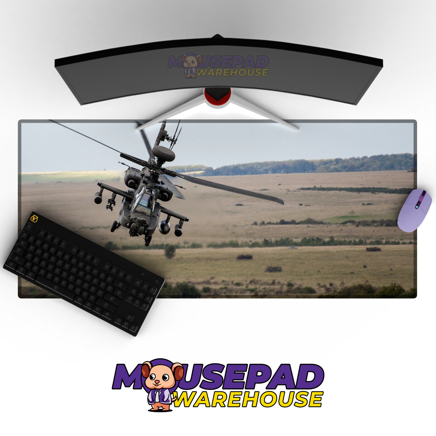 Apache Helicopter V8 Mousepad Deskmat Mockup