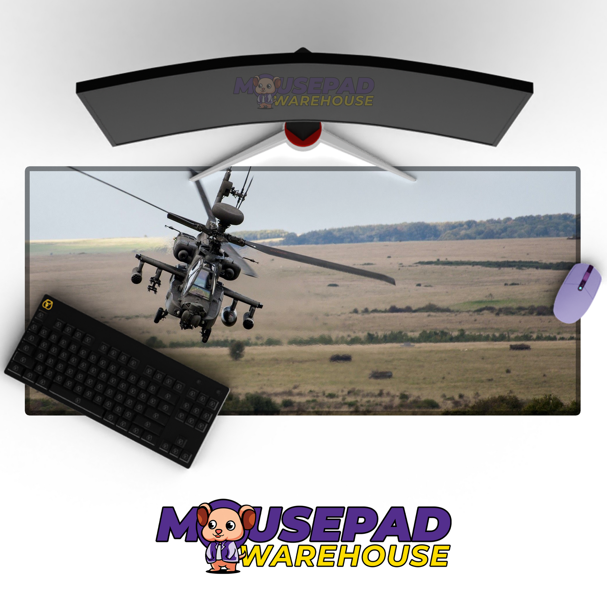 Apache Helicopter V8 Mousepad Deskmat Mockup