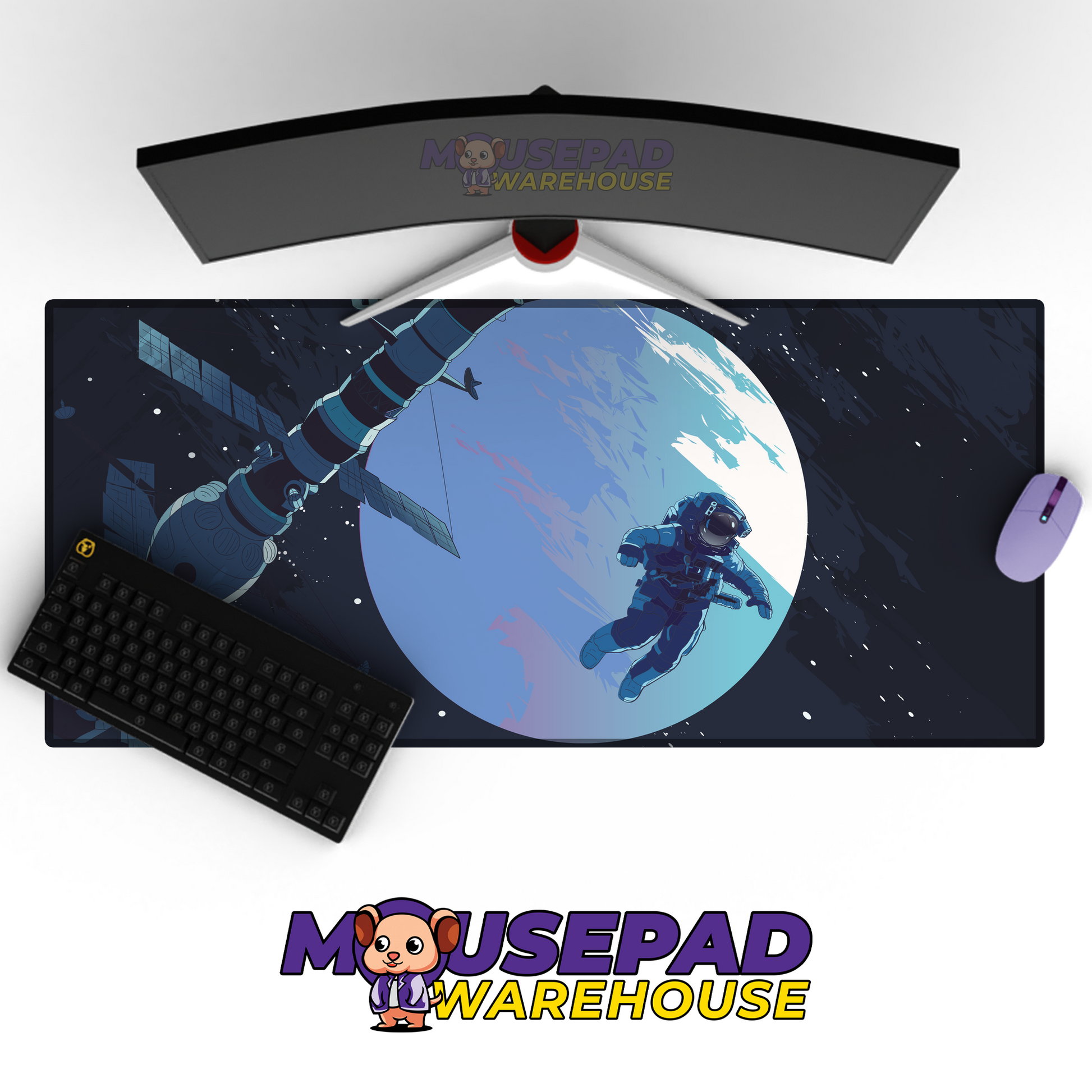Astral Flow Deep Space Star Waves Desk Mat Mockup