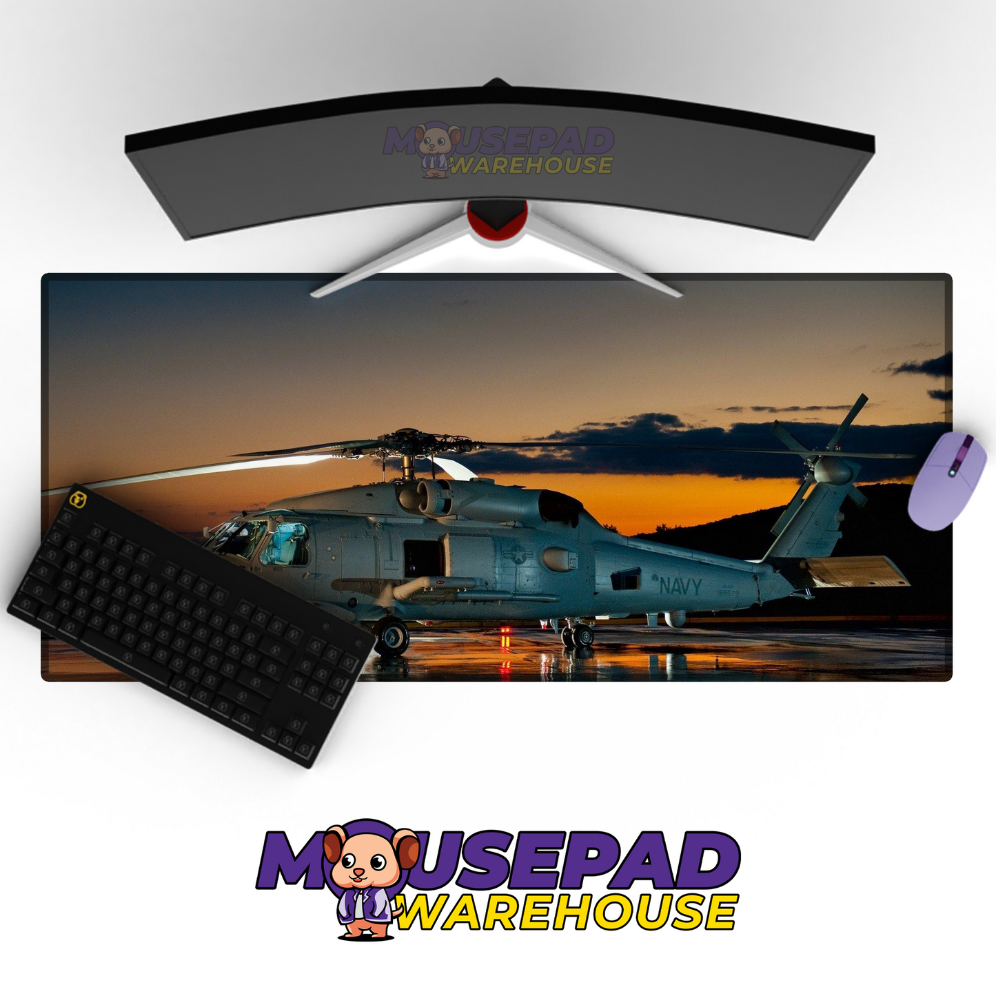 Black Hawk Helicopter V15 Mousepad Deskmat Mockup