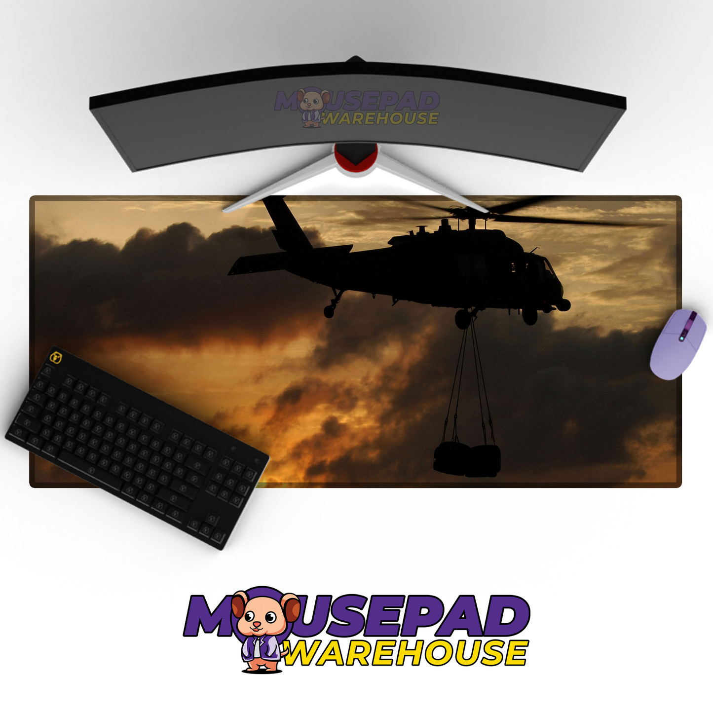 Black Hawk Helicopter V22 Mousepad Deskmat Mockup