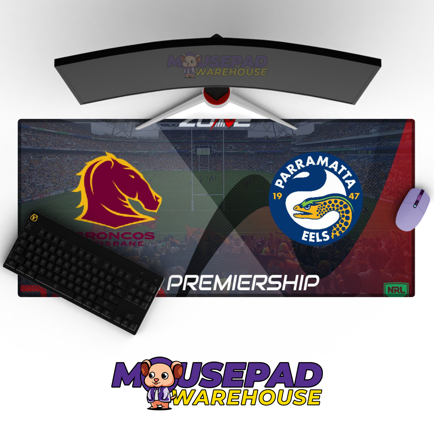 Brisbane Broncos V10 Mousepad Deskmat Mockup