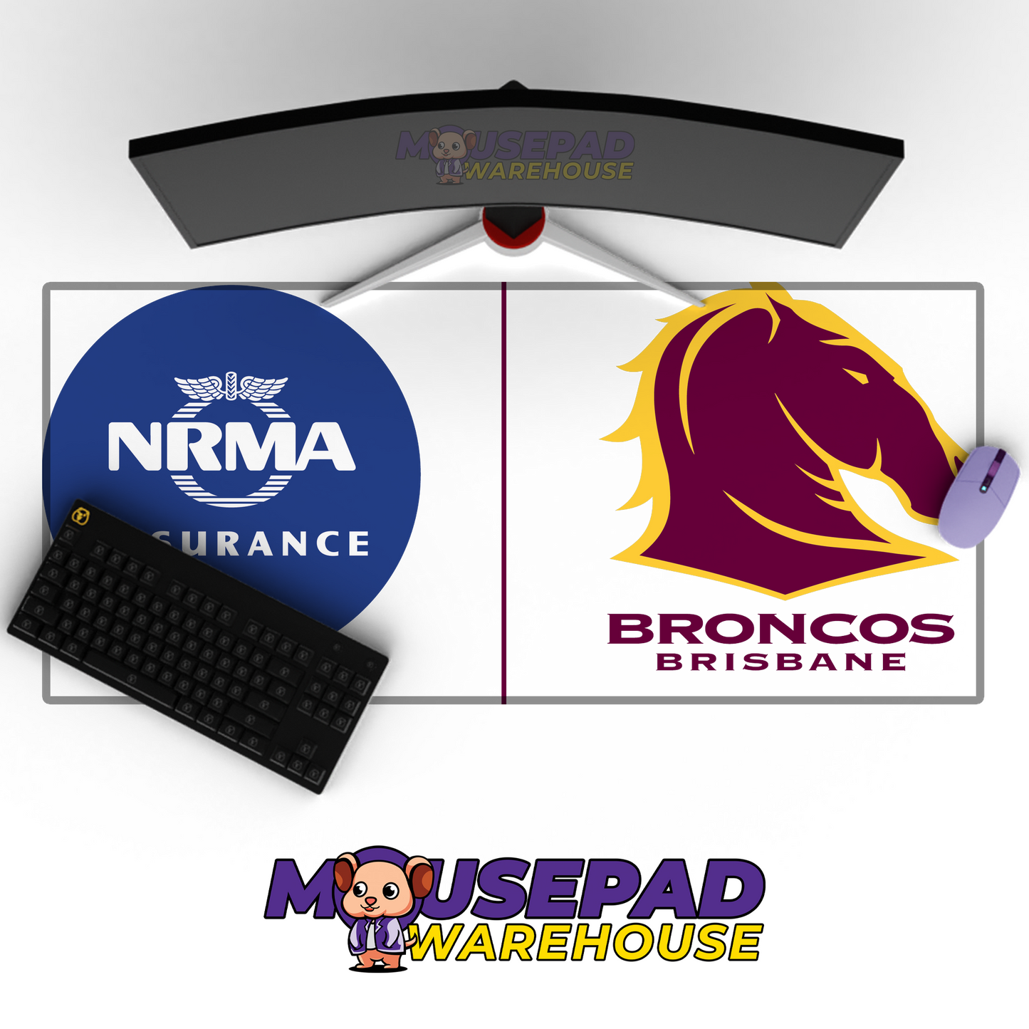Brisbane Broncos V11 Mousepad Deskmat Mockup