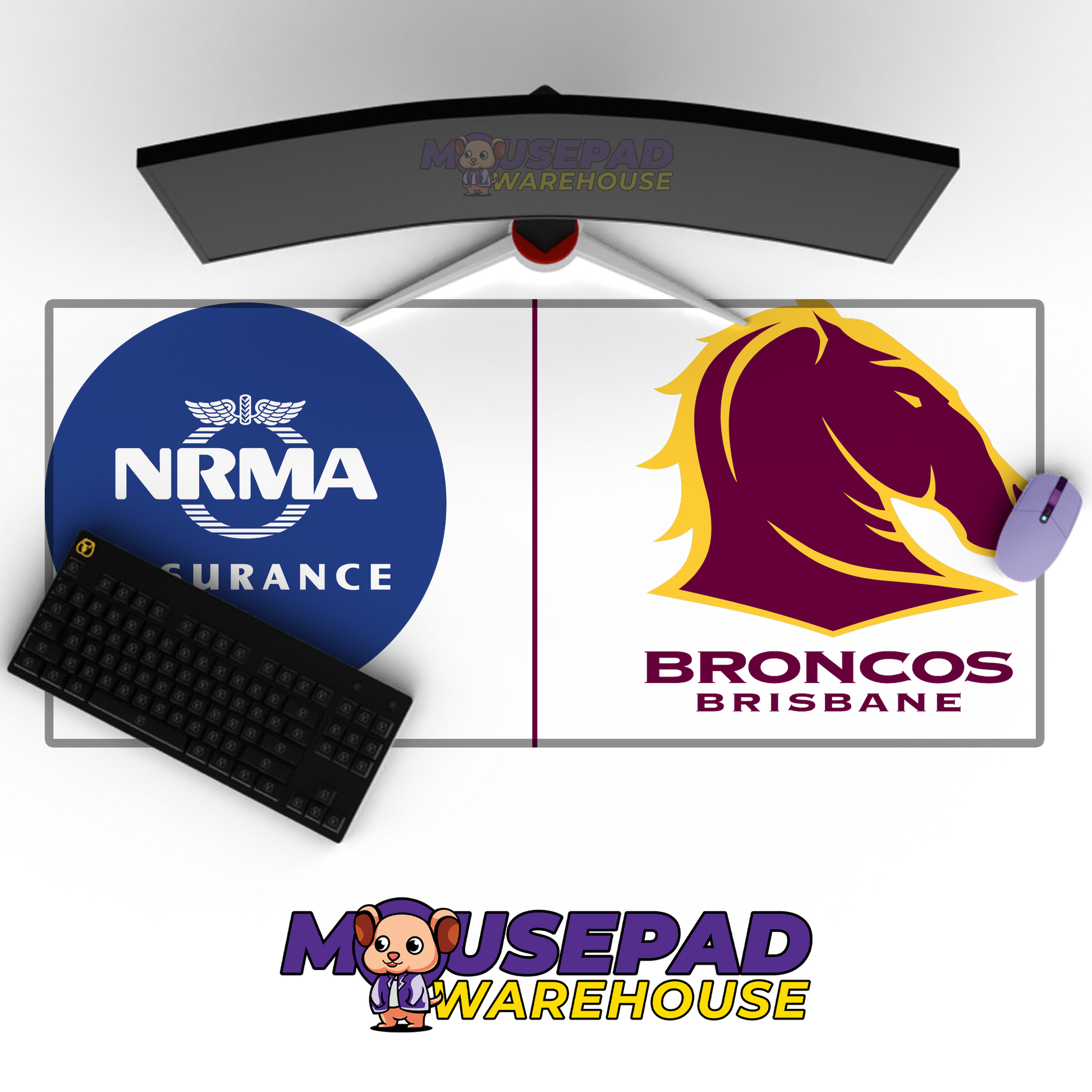 Brisbane Broncos V11 Mousepad Deskmat Mockup