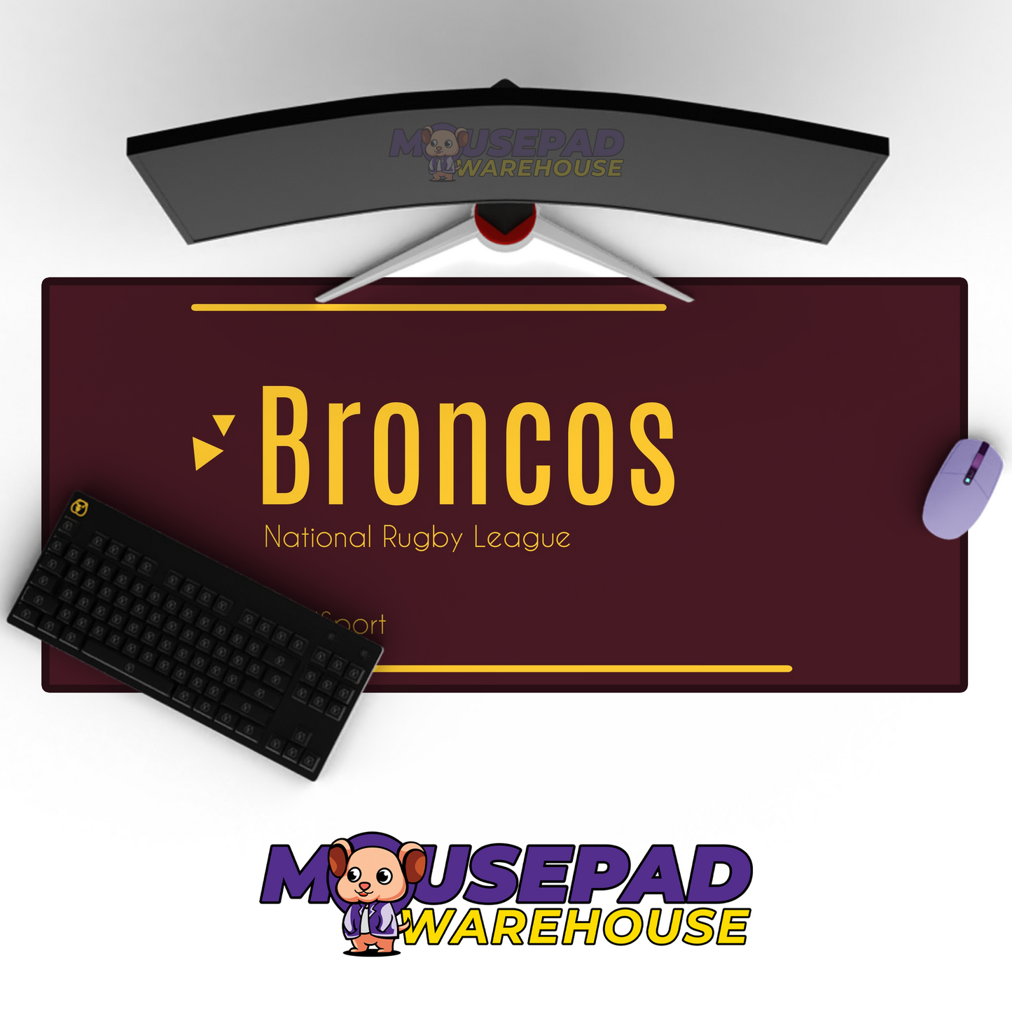 Brisbane Broncos V14 Mousepad Deskmat Mockup