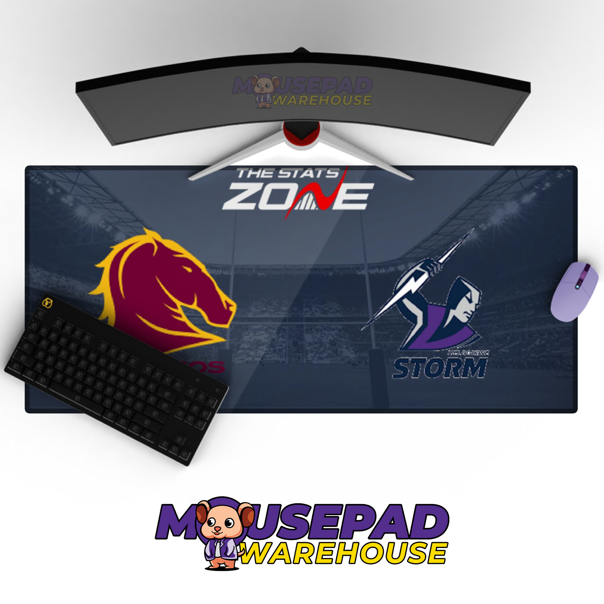 Brisbane Broncos V15 Mousepad Deskmat Mockup