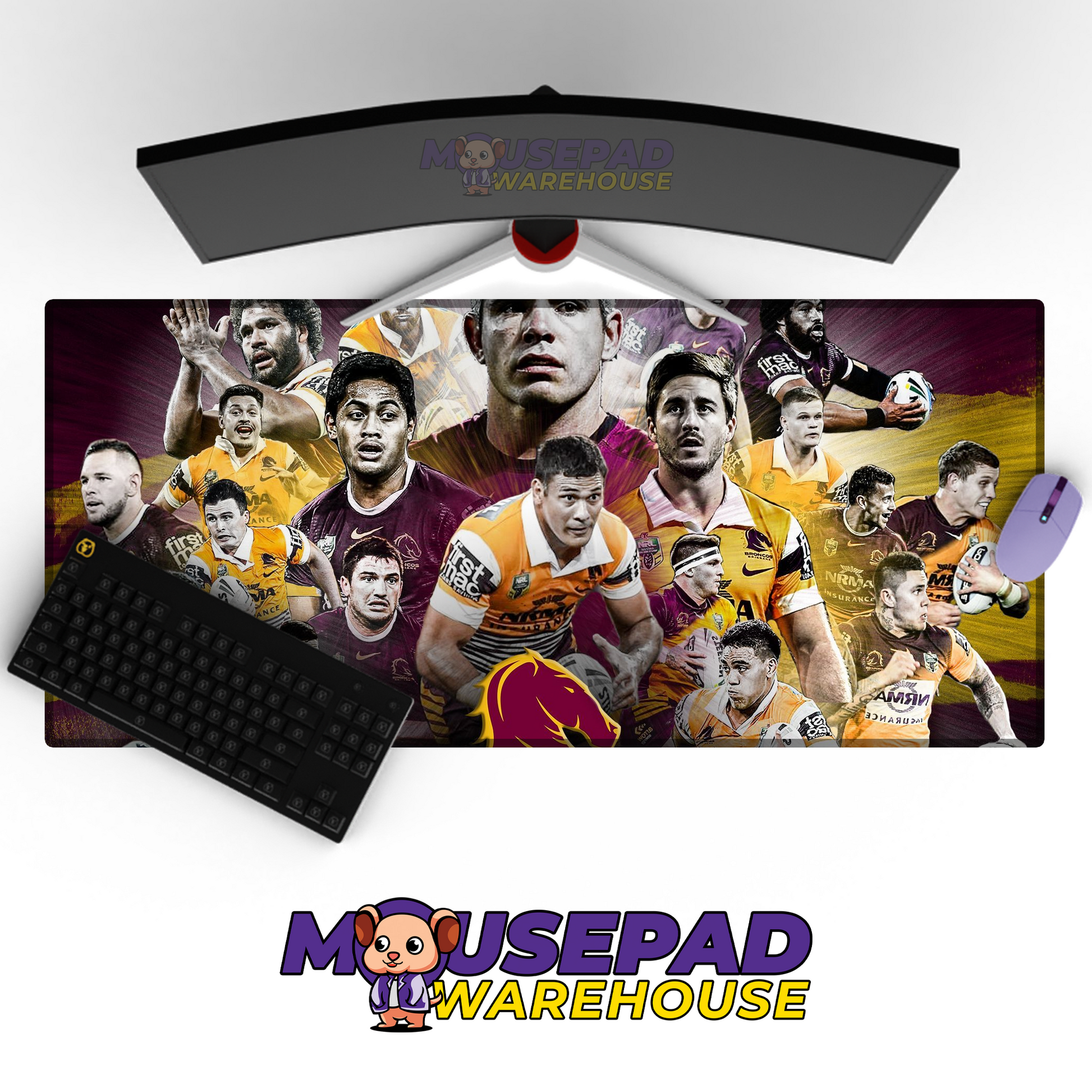 Brisbane Broncos V1 Mousepad Deskmat Mockup