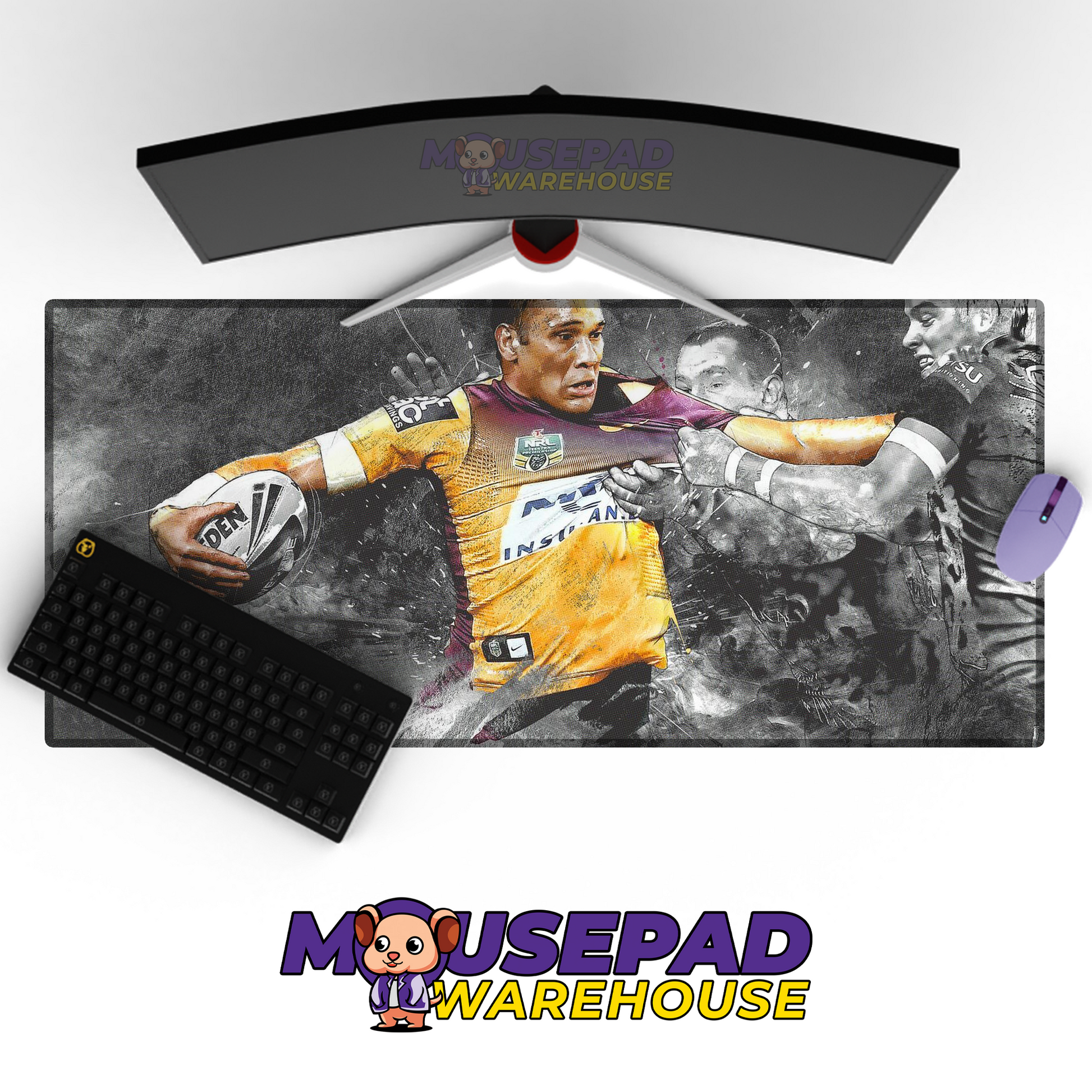 Brisbane Broncos V8 Mousepad Deskmat Mockup