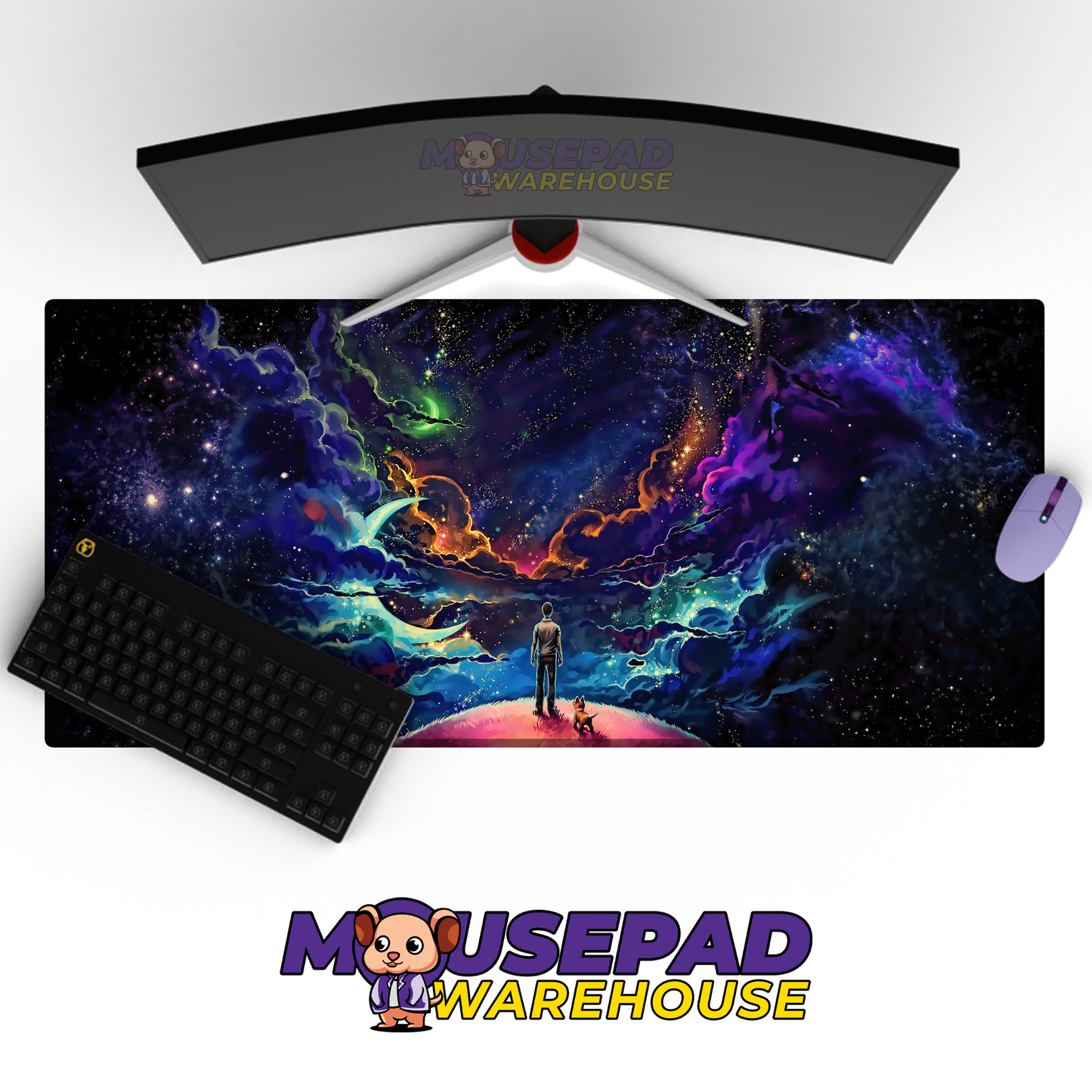 Celestial Echo Starfield Desk Mat Mockup