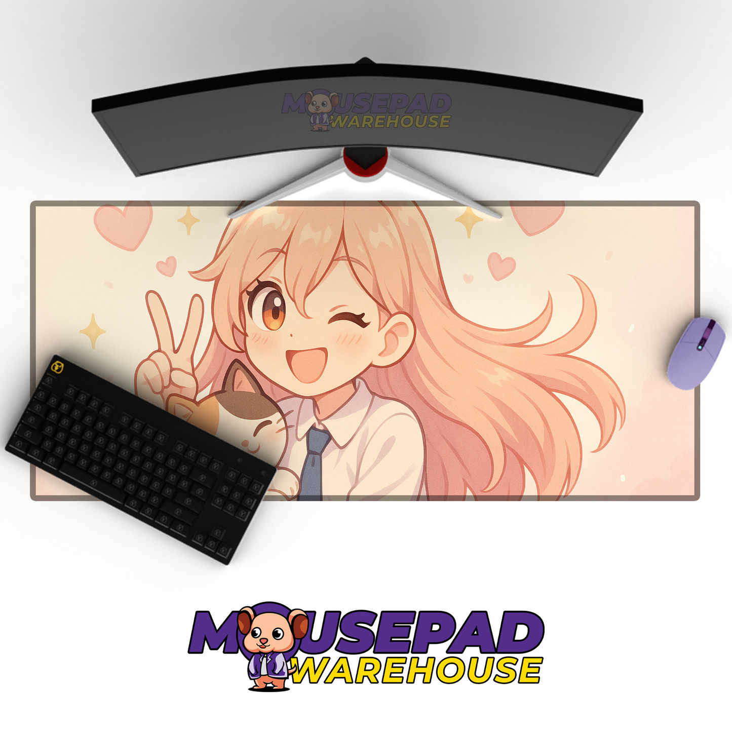 Chibi Power Meowy Chainsaw Man V21 Mousepad Mockup