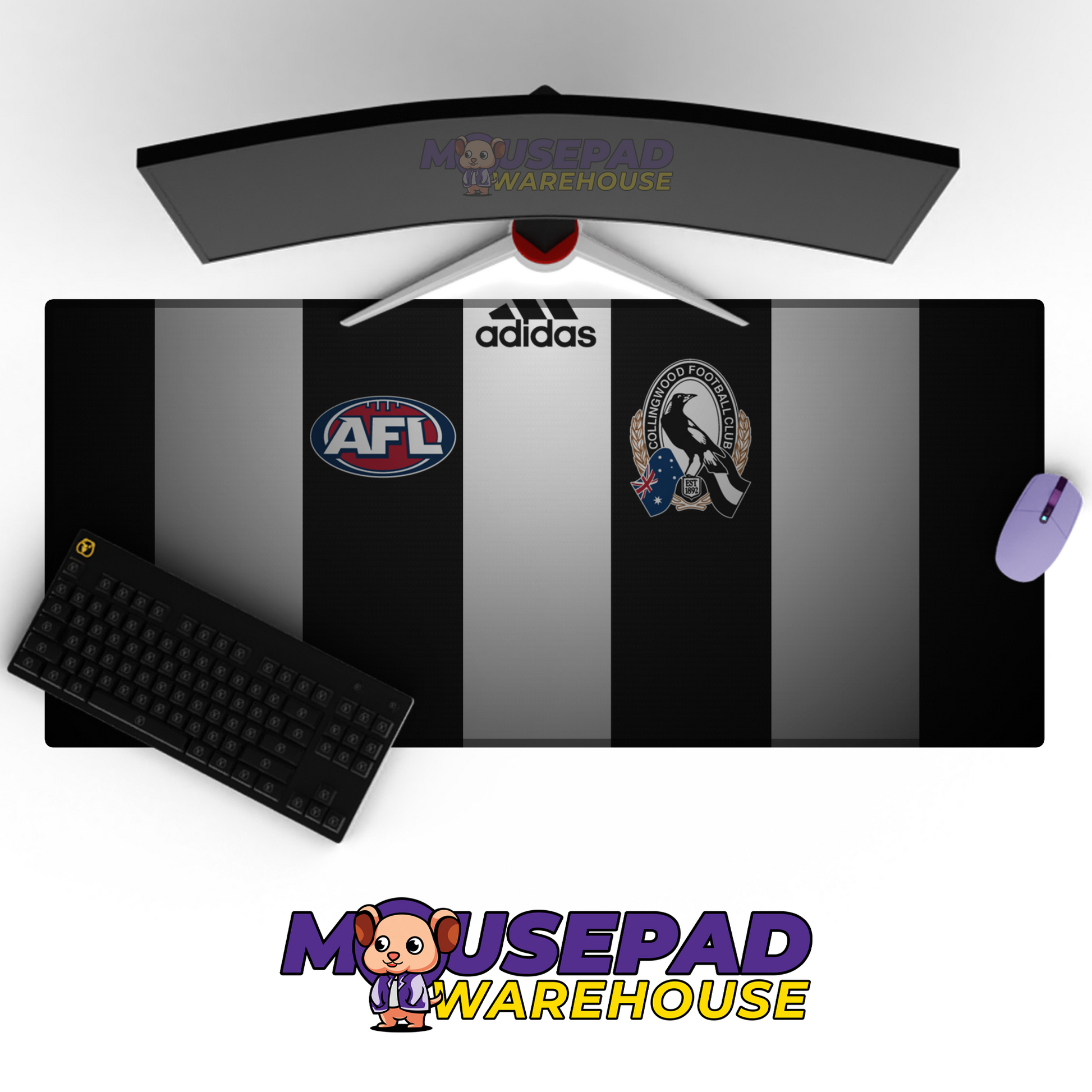 Collingwood Magpies V1 Mousepad Deskmat Mockup