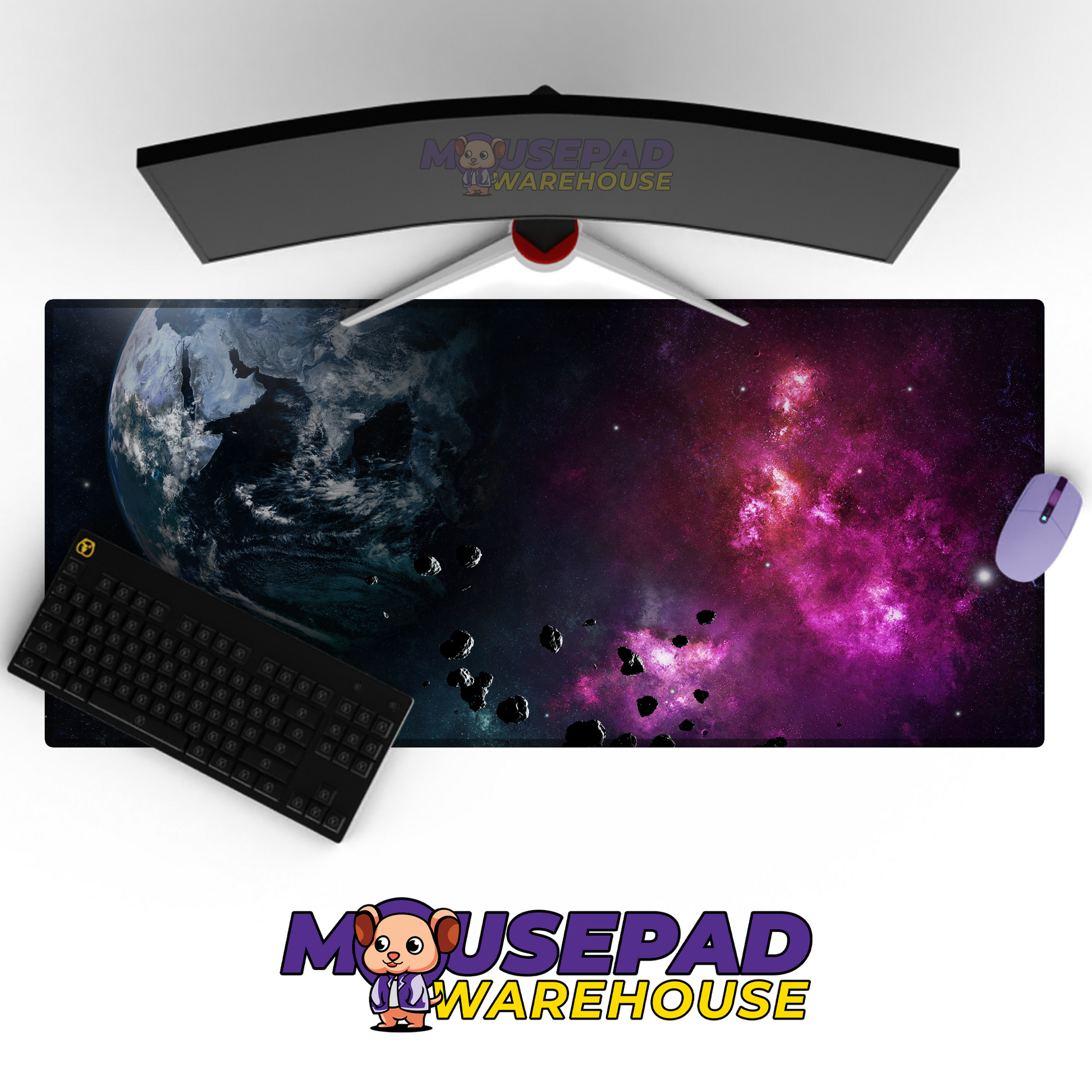 Cosmic Aurora Nebula Galaxy Desk Mat Mockup