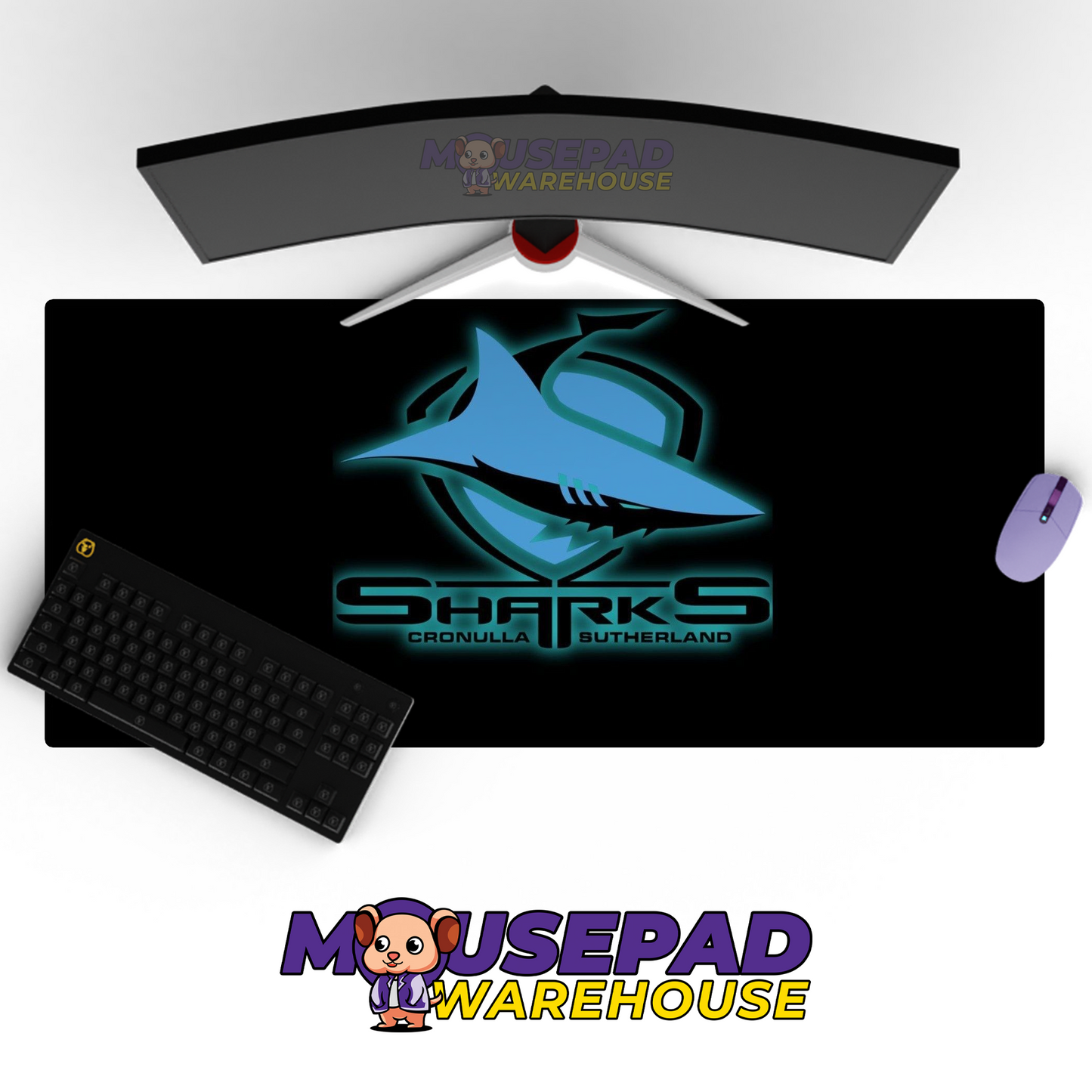 Cronulla Sharks V1 Mousepad Deskmat Mockup