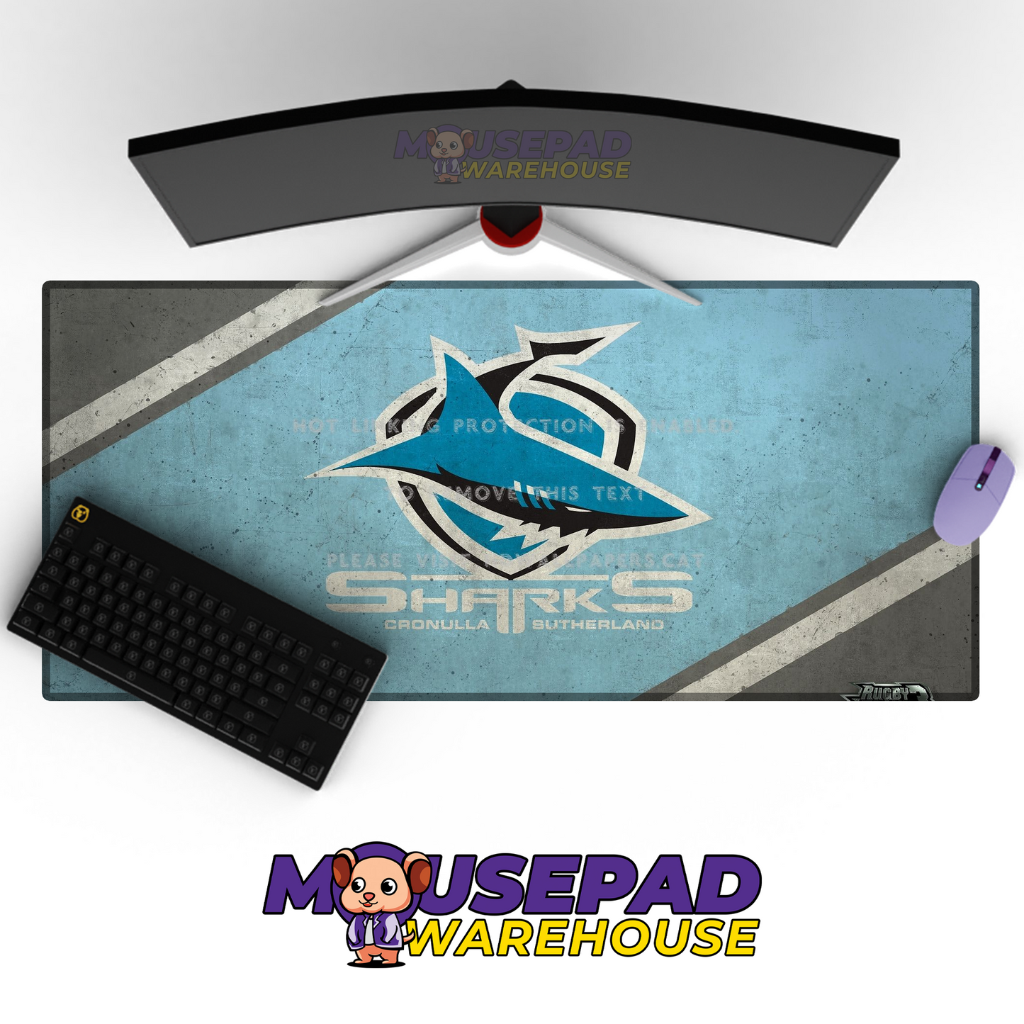 Cronulla Sharks V2 Mousepad Deskmat Mockup