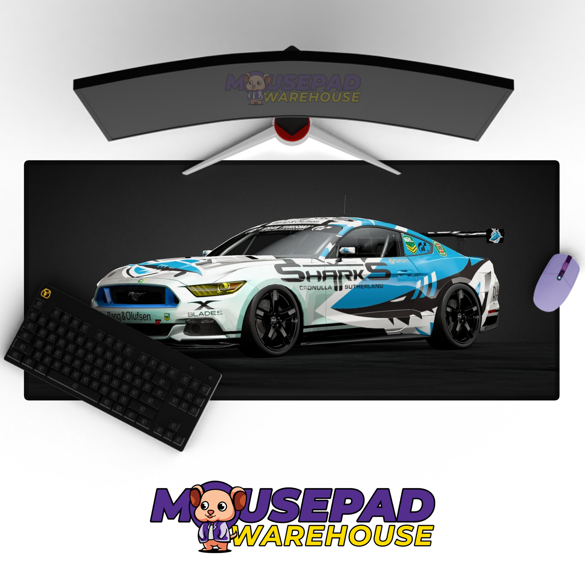 Cronulla Sharks V3 Mousepad Deskmat Mockup