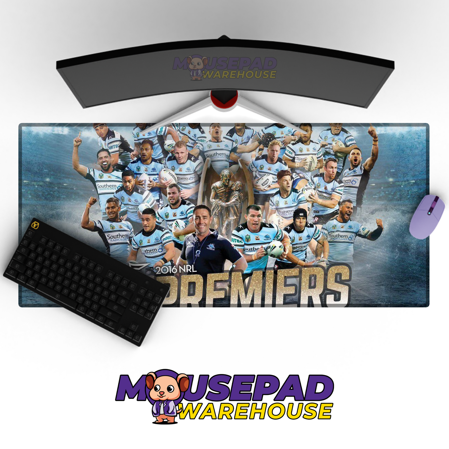 Cronulla Sharks V4 Mousepad Deskmat Mockup