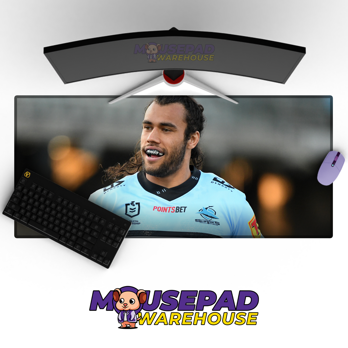 Cronulla Sharks V7 Mousepad Deskmat Mockup