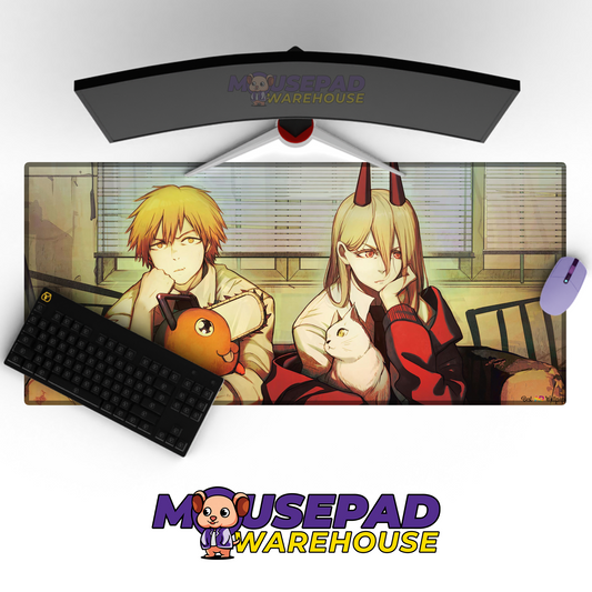 Denji Power Pochita Meowy Chainsaw Man V7 Mousepad Mockup