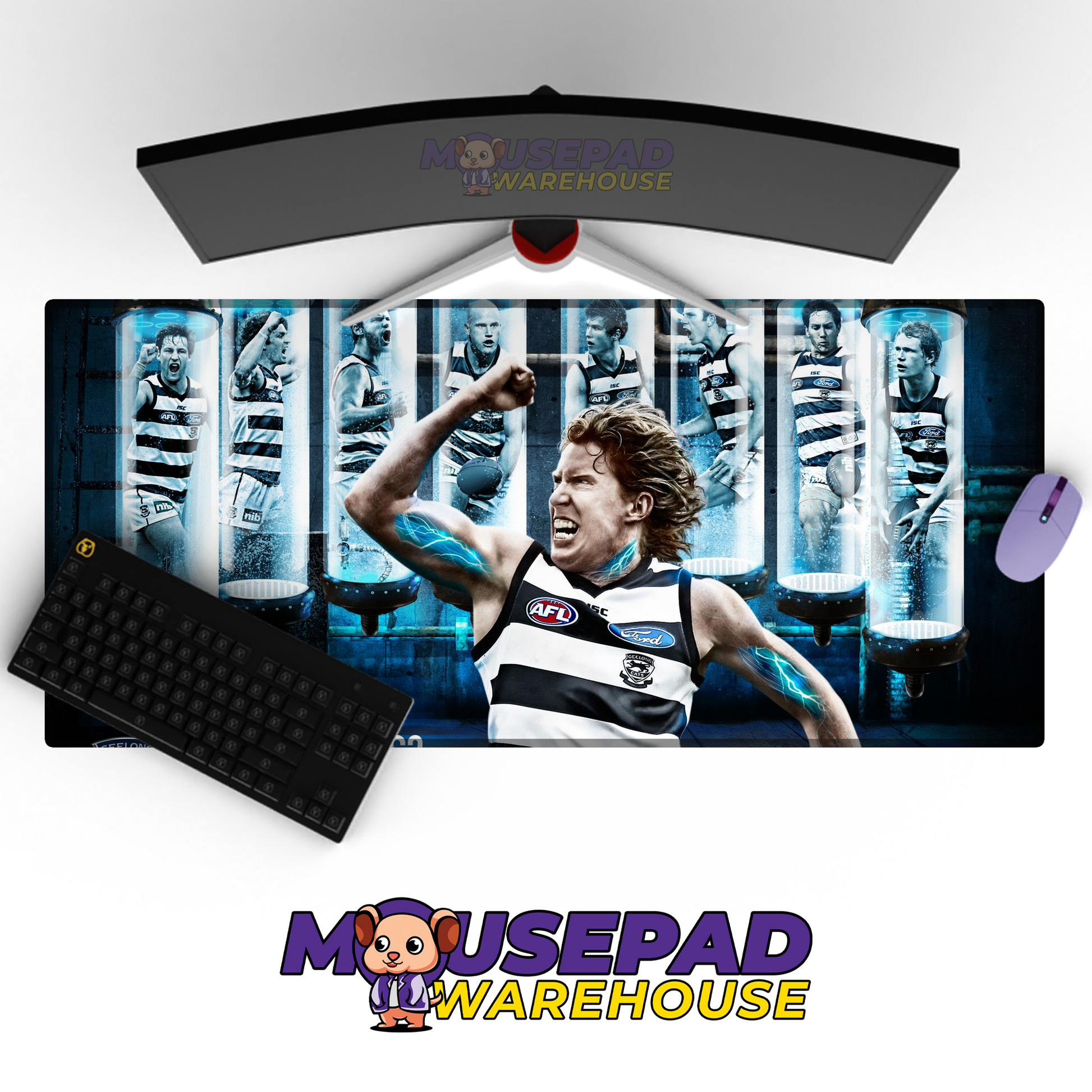 Geelong Cats V2 Mousepad Deskmat Mockup
