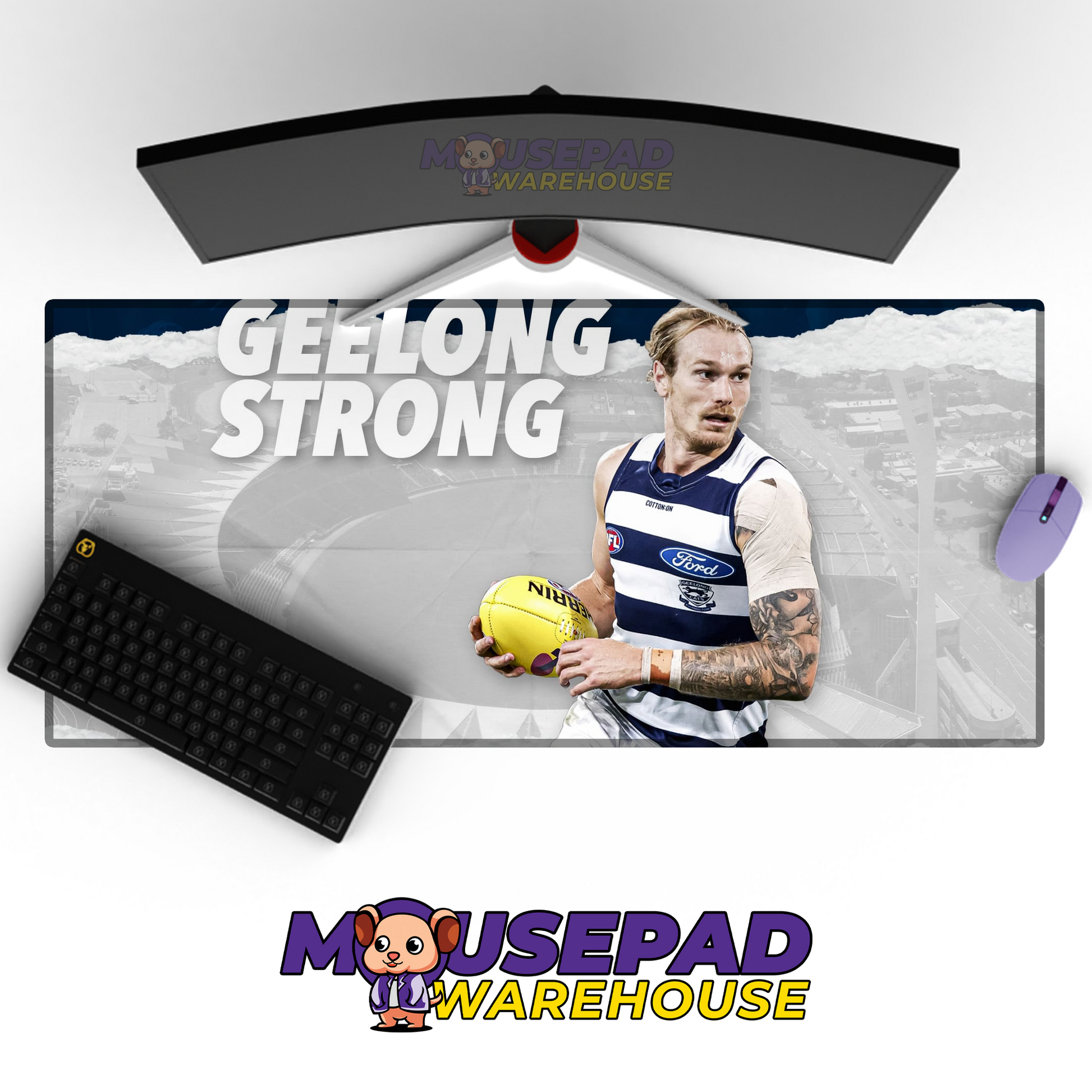 Geelong Cats V9 Mousepad Deskmat Mockup