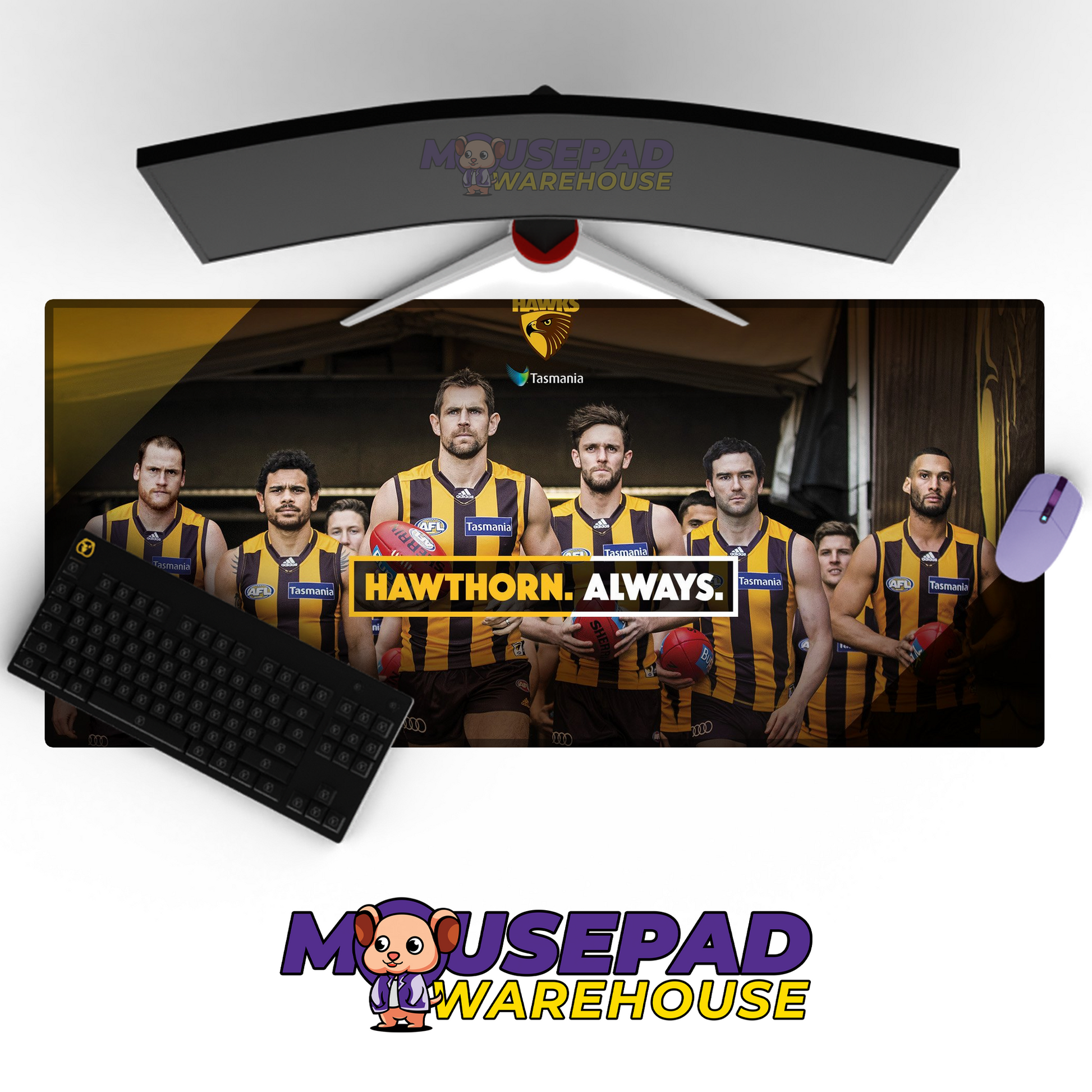 Hawthorn Hawks V2 Mousepad Deskmat Mockup