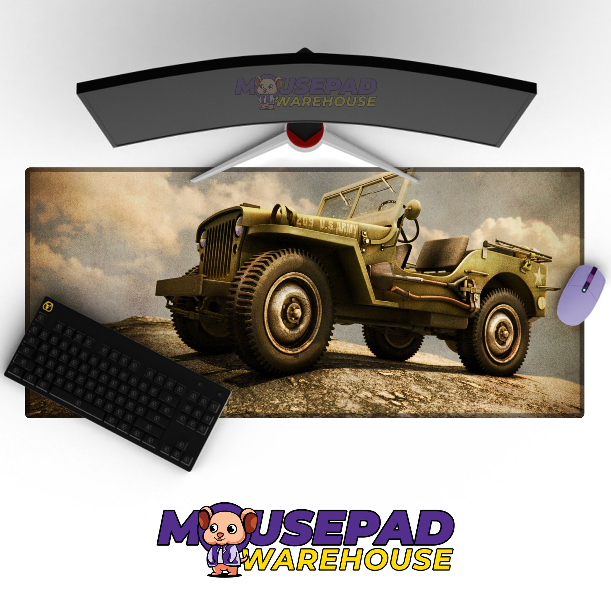Jeep Willys MB V10 Mousepad Deskmat Mockup