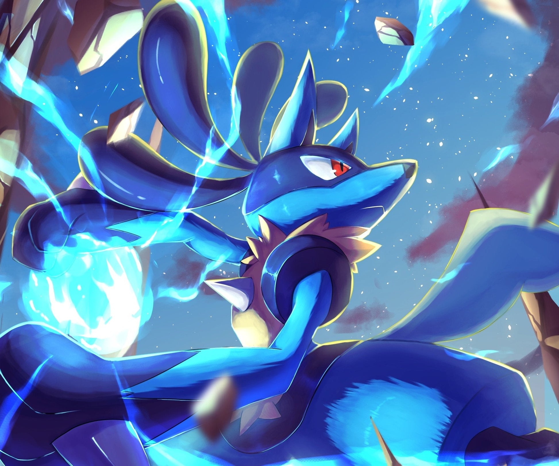 Lucario Aura Sphere Night Sky